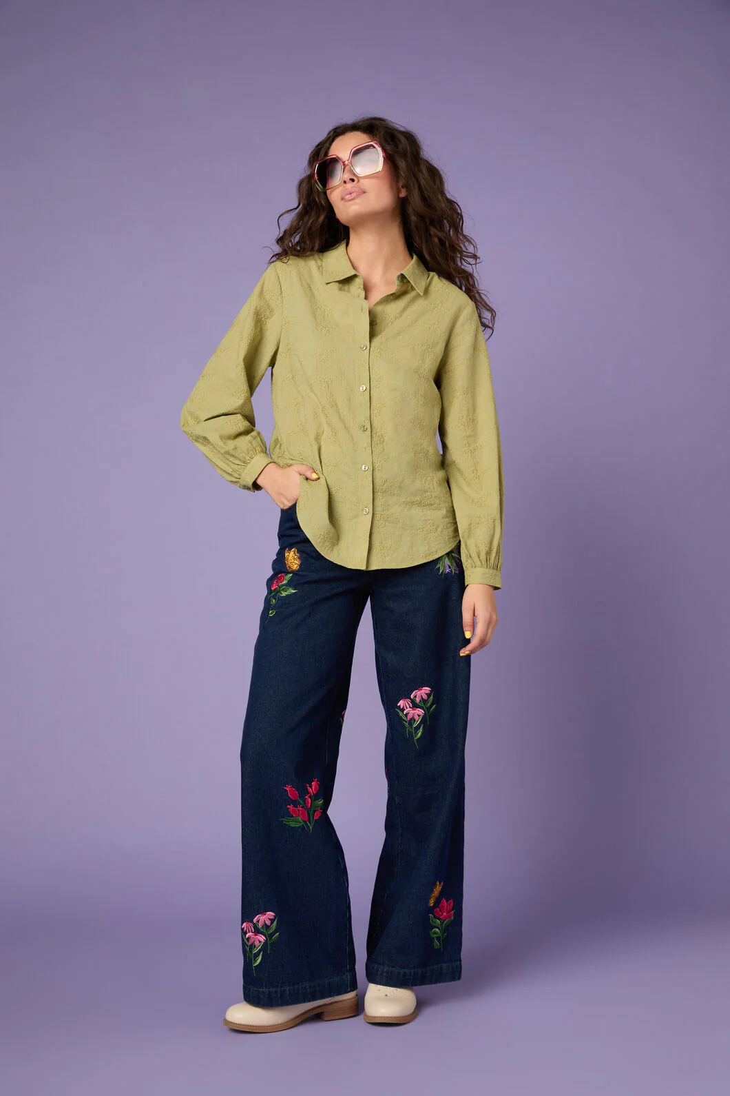 Ada Embroidered Flower Shirt - Image 10