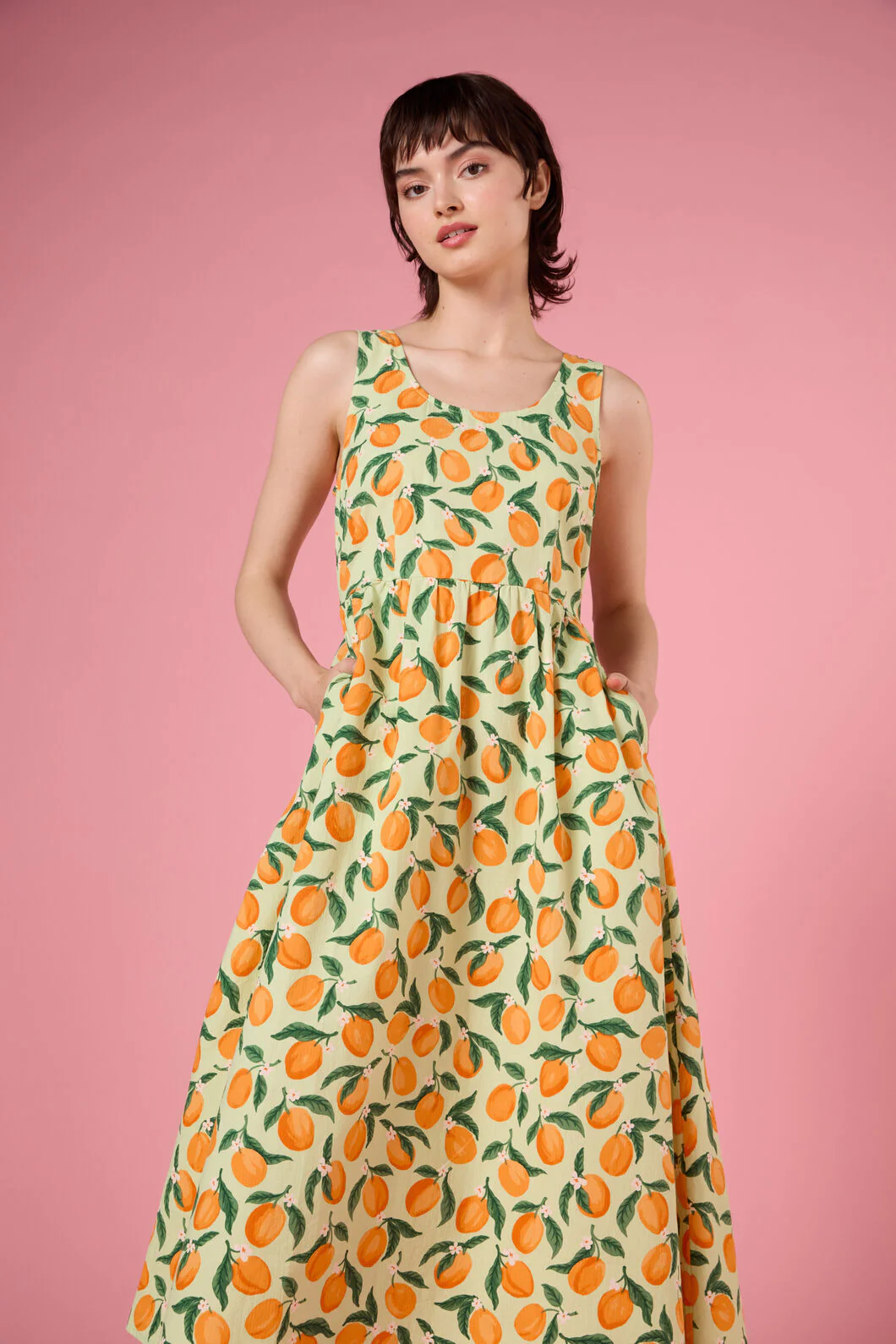 Apricots Gathered Midi Dress