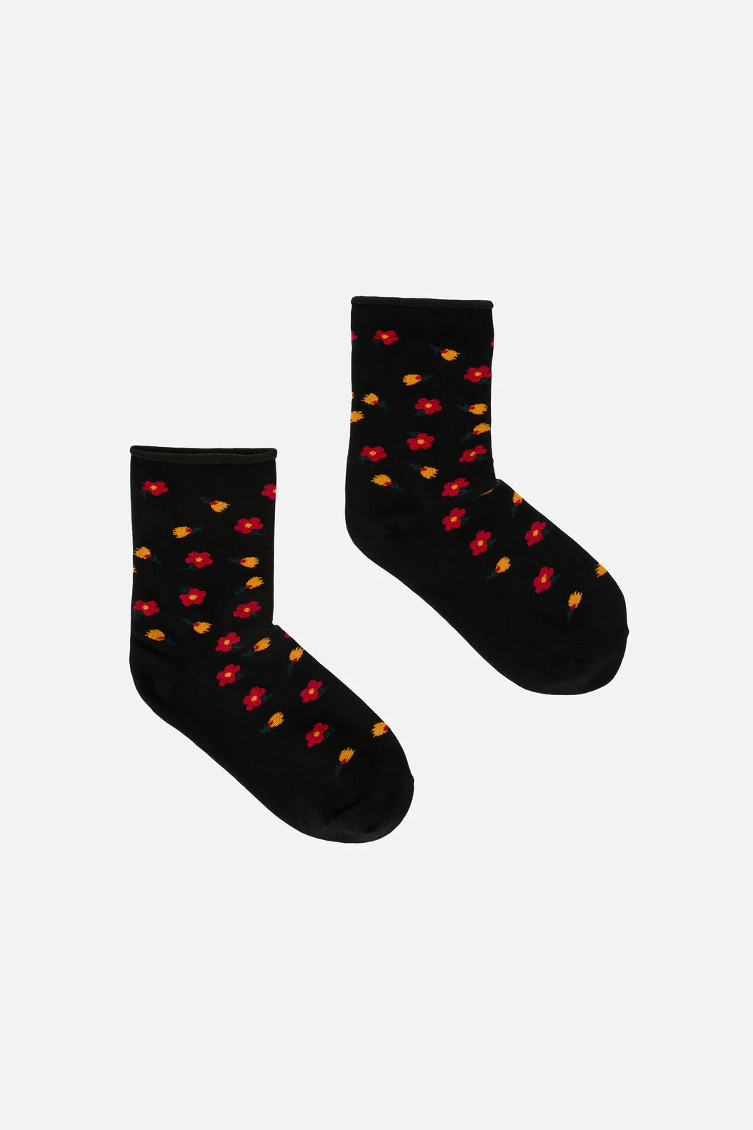 Black Dainty Floral Socks