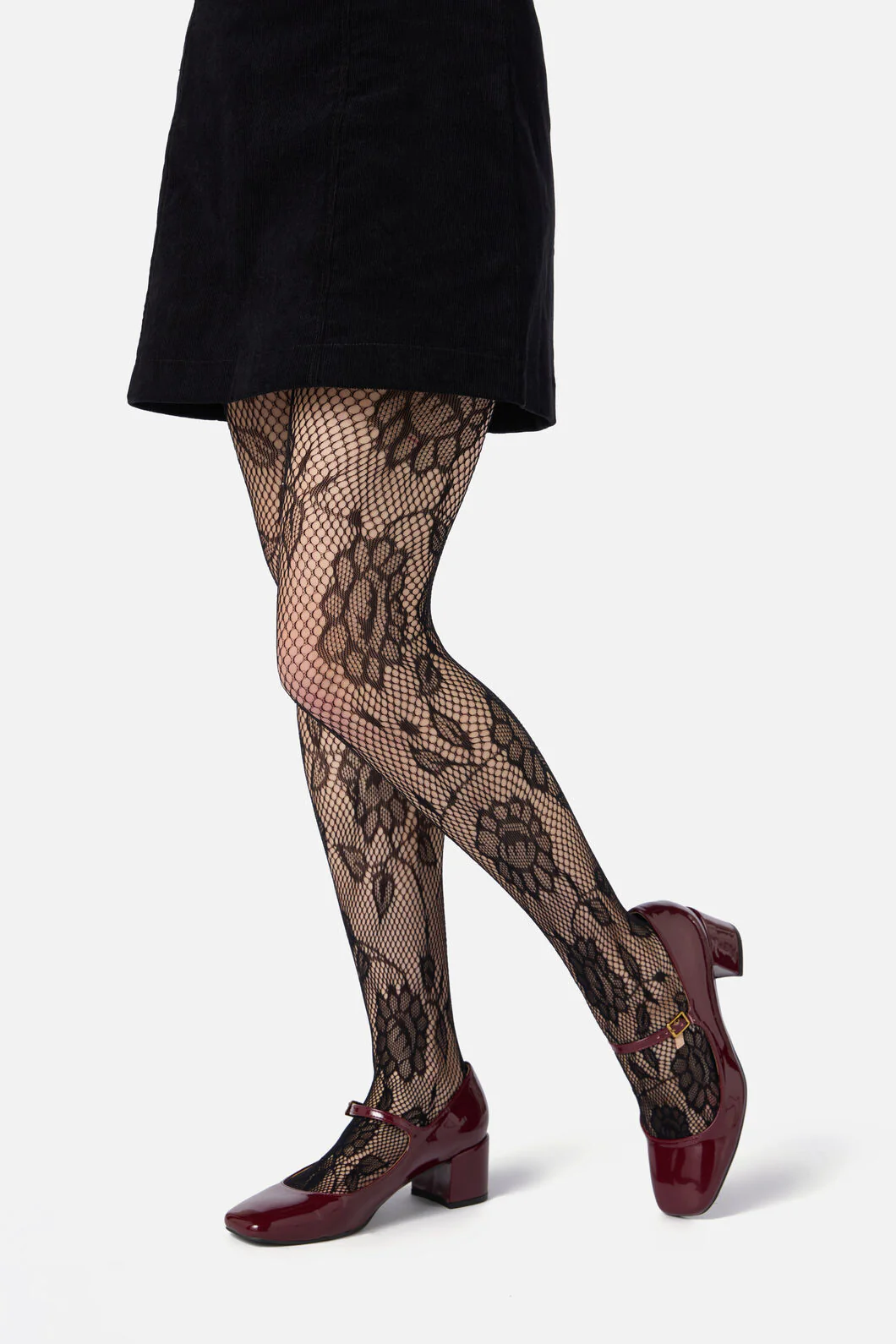 Black Flower Fishnet Tights