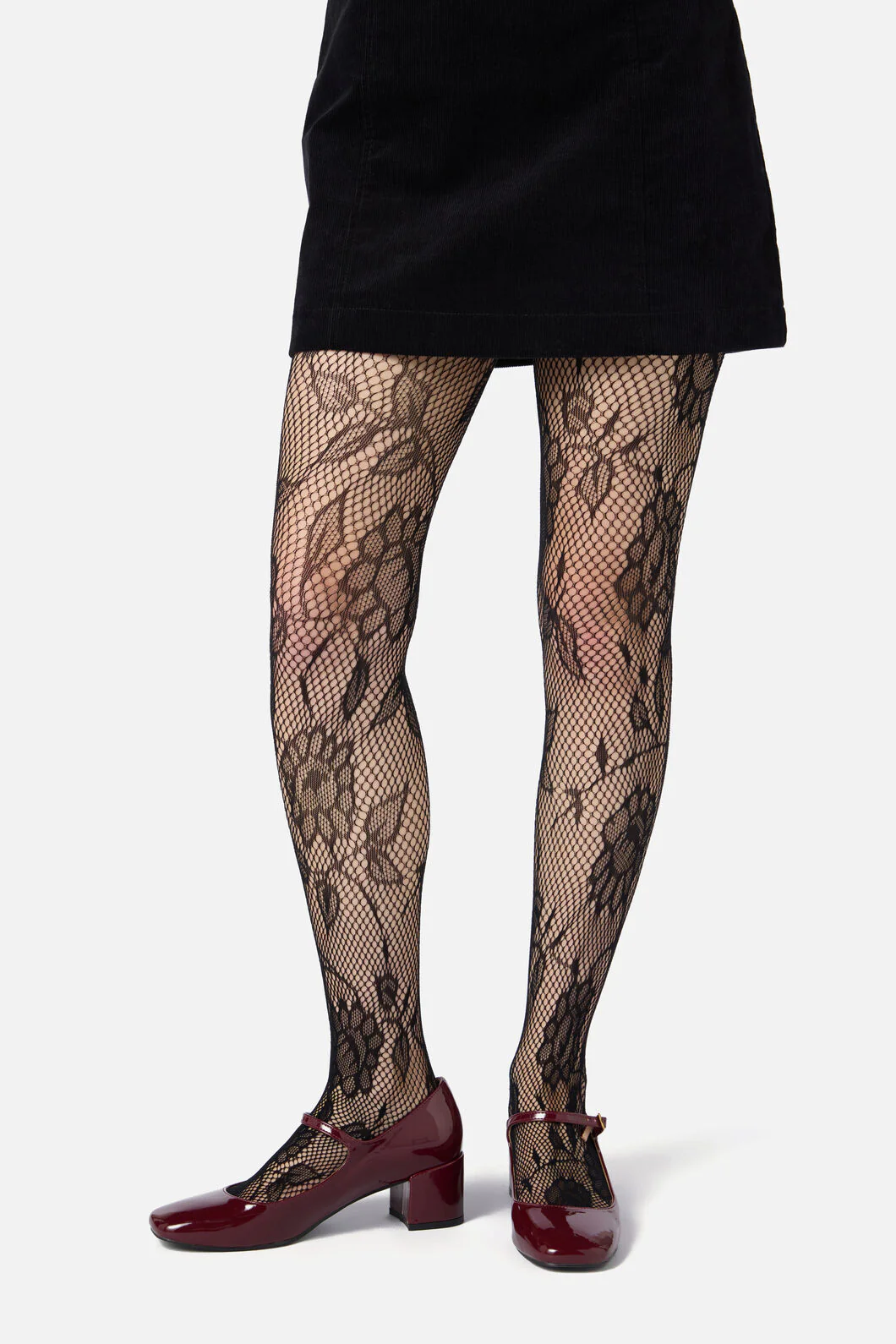 Black Flower Fishnet Tights - Image 2