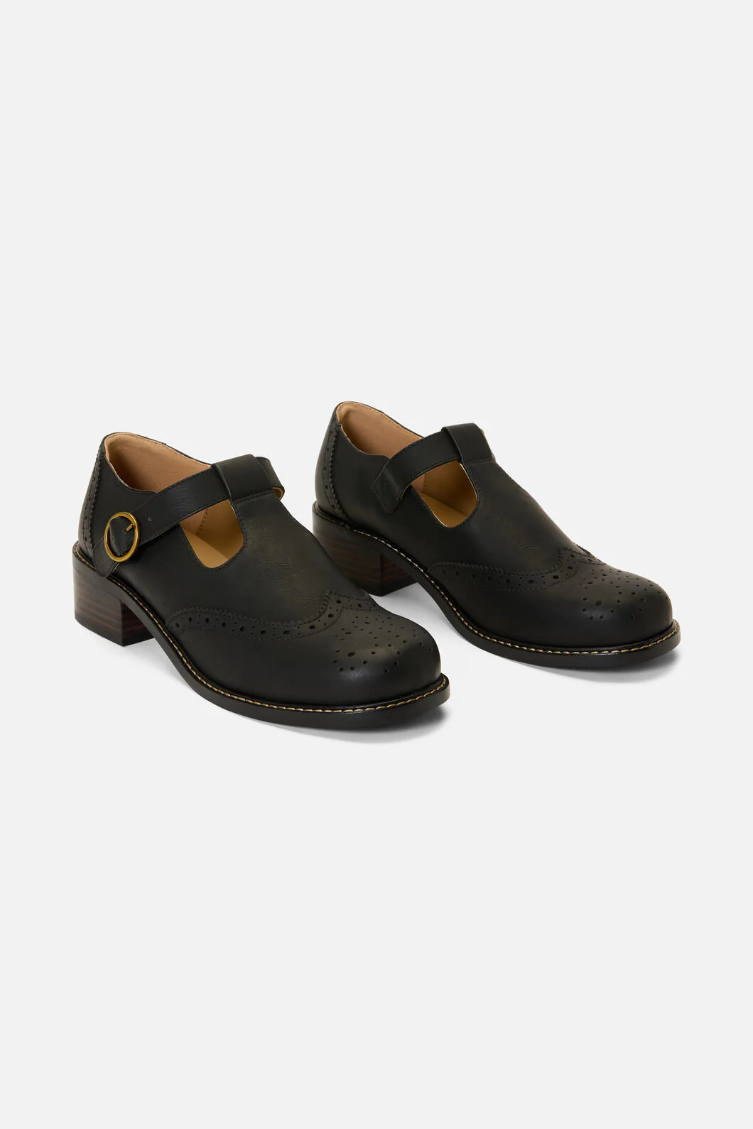 Black T Bar Brogue Shoe