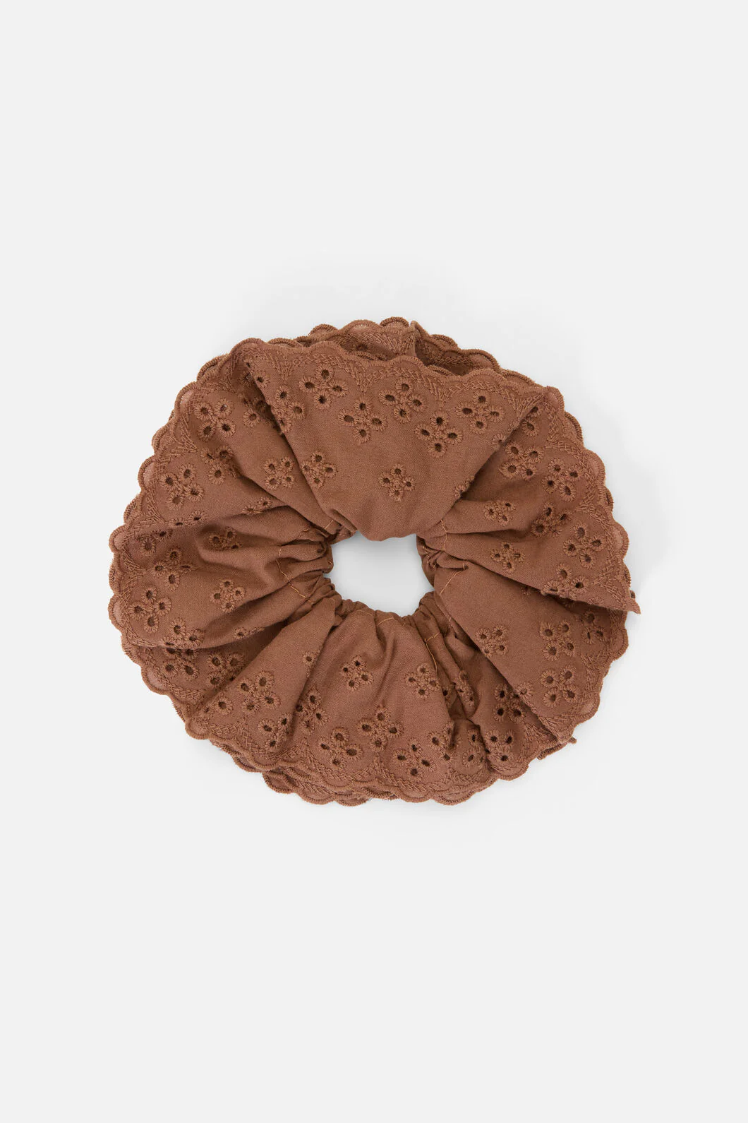 Chocolate Broderie Scrunchie