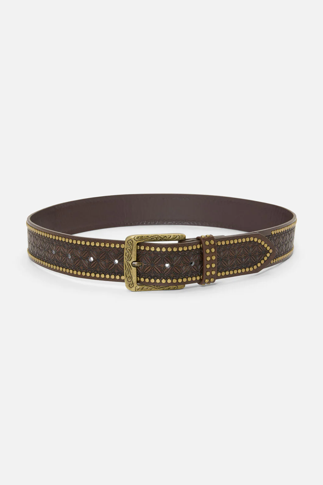 Chocolate Embossed Stud Belt