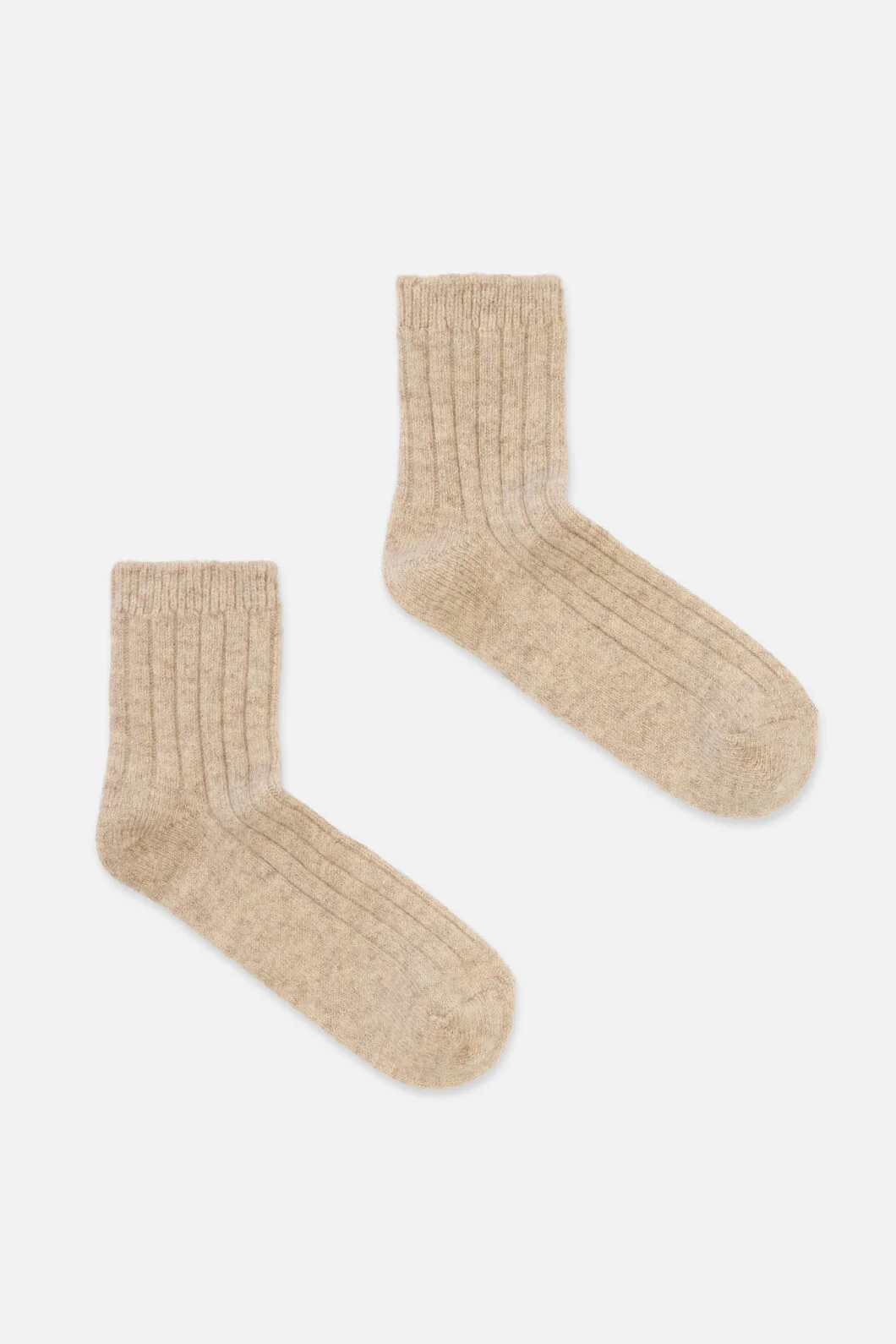 Cream Warm Wool Rib Socks