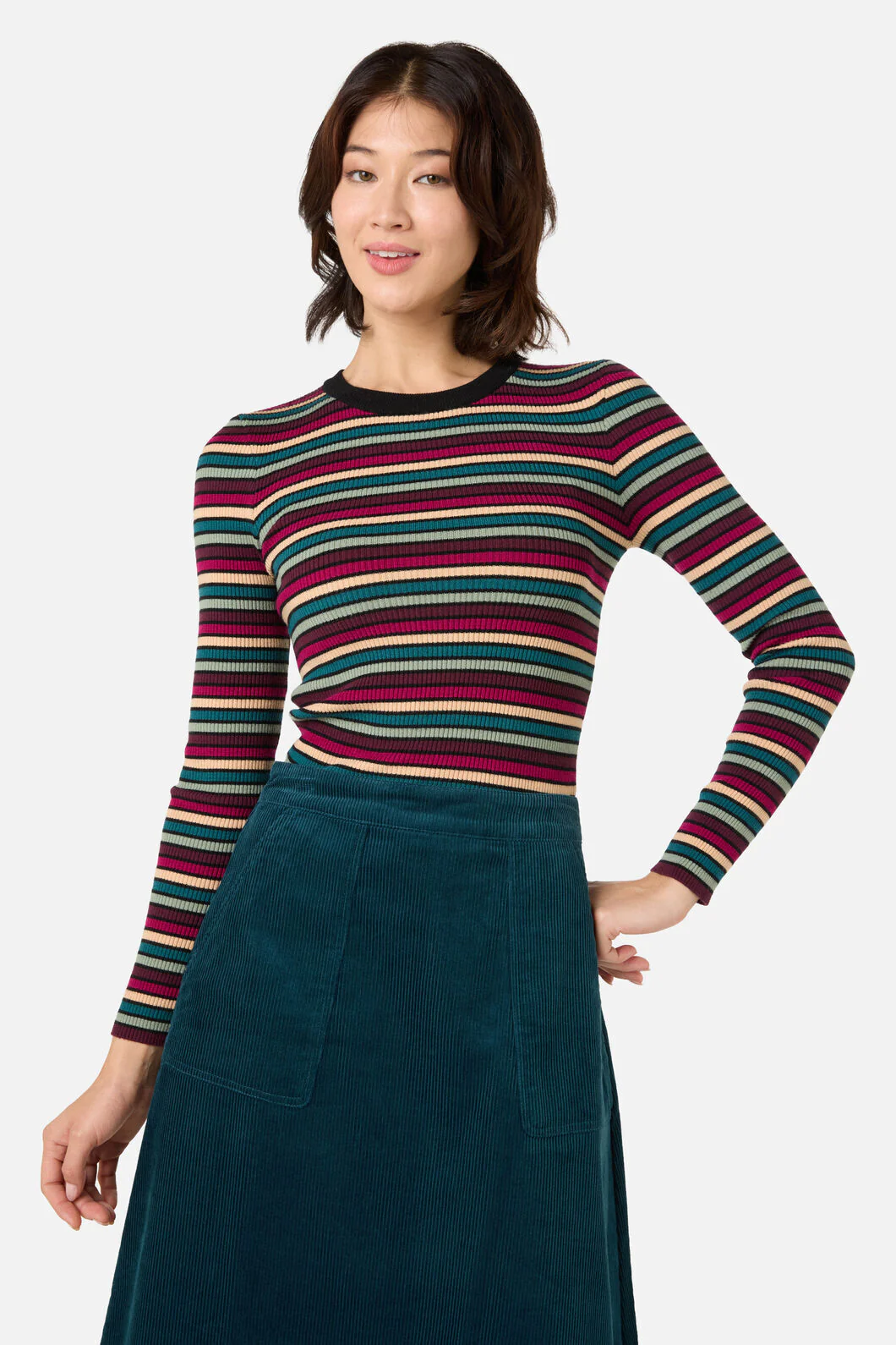Darcy Stripe Rib Knit Top - Image 3