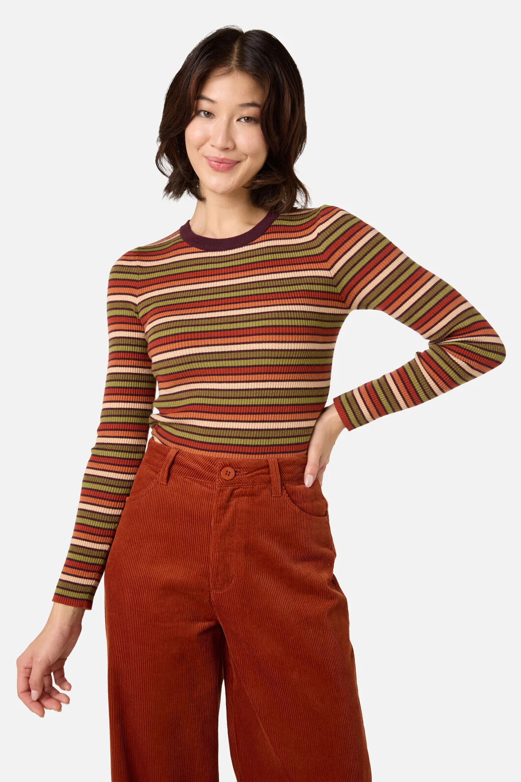 Darcy Stripe Rib Knit Top - Image 9