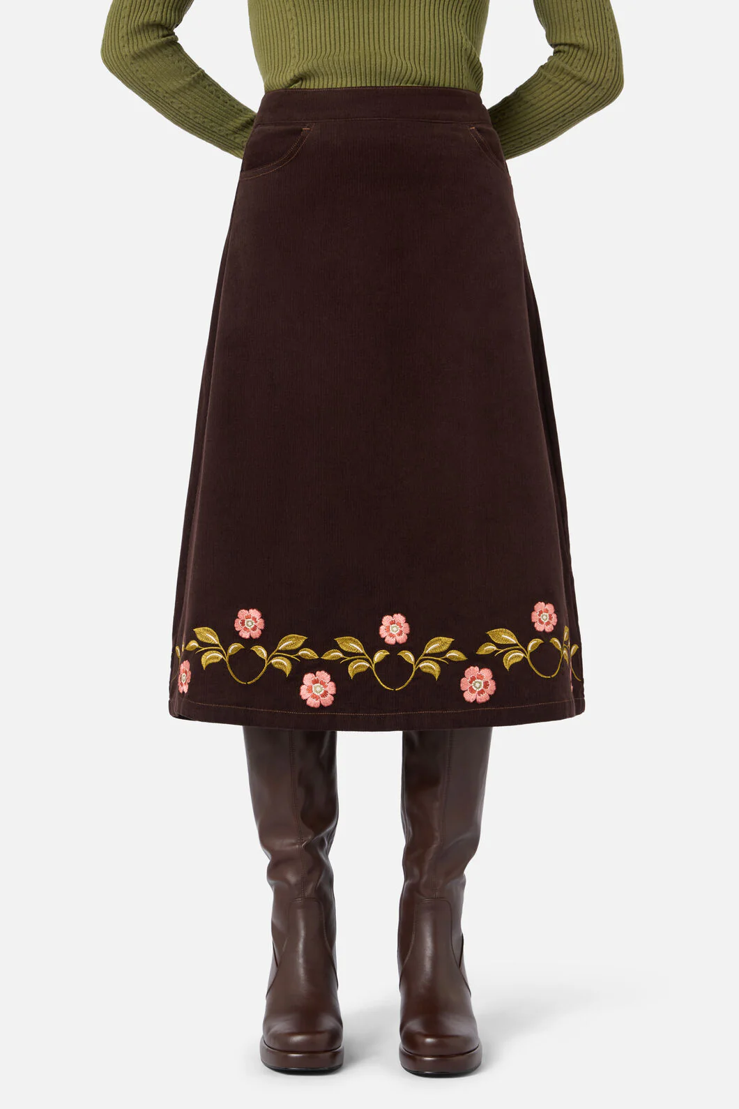 Della Embroidered Midi Skirt - Image 4