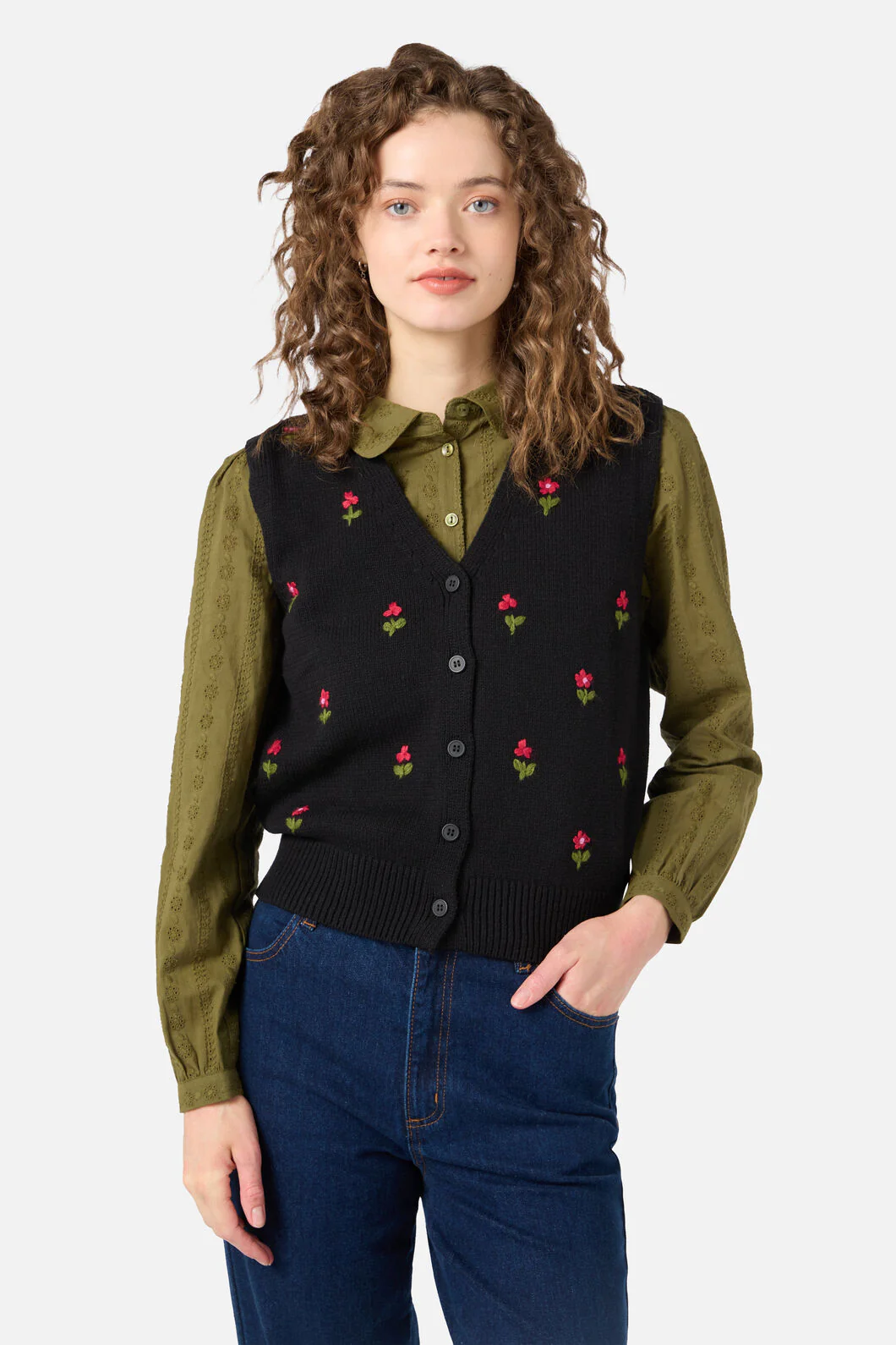 Ditsy Embroidered Knit Vest - Image 11