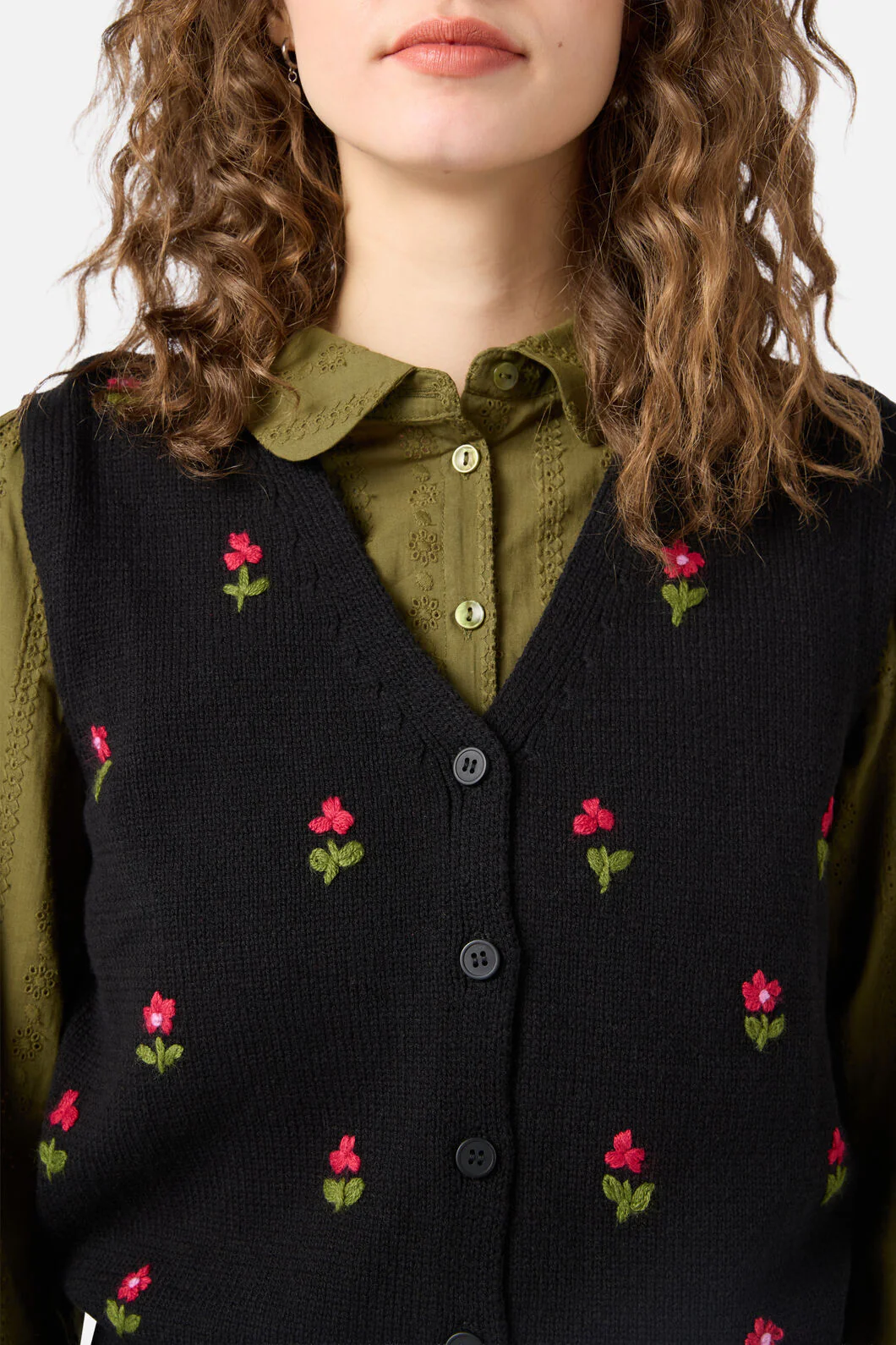 Ditsy Embroidered Knit Vest - Image 12