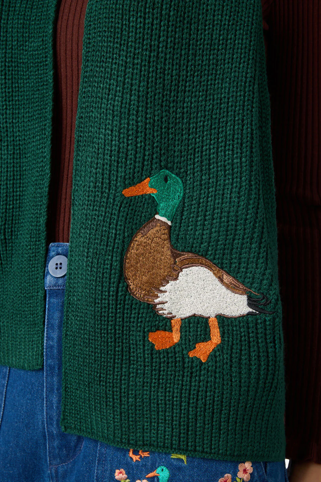 Duck Embroidered Knit Scarf - Image 3