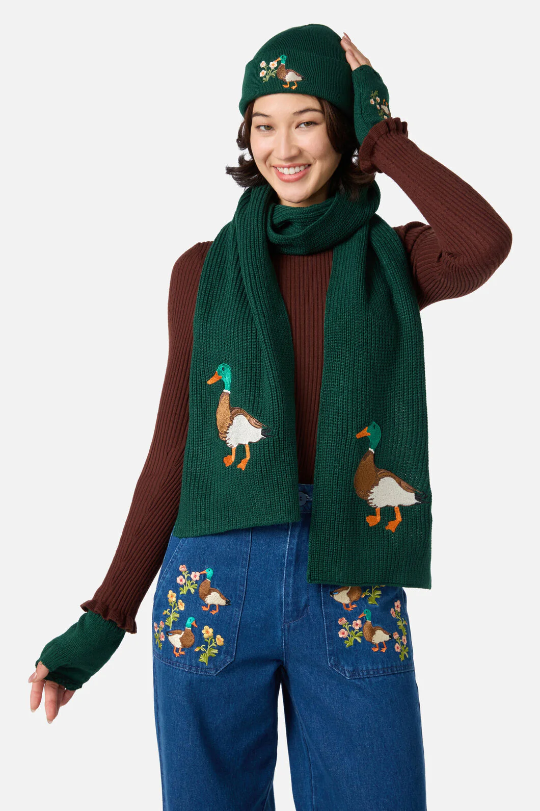 Duck Embroidered Knit Scarf - Image 5