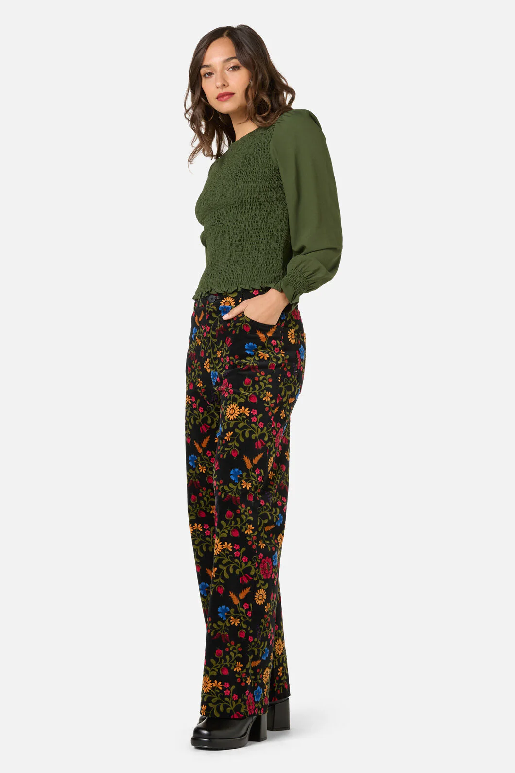 Ebony Shirred Long Sleeve Top - Image 3