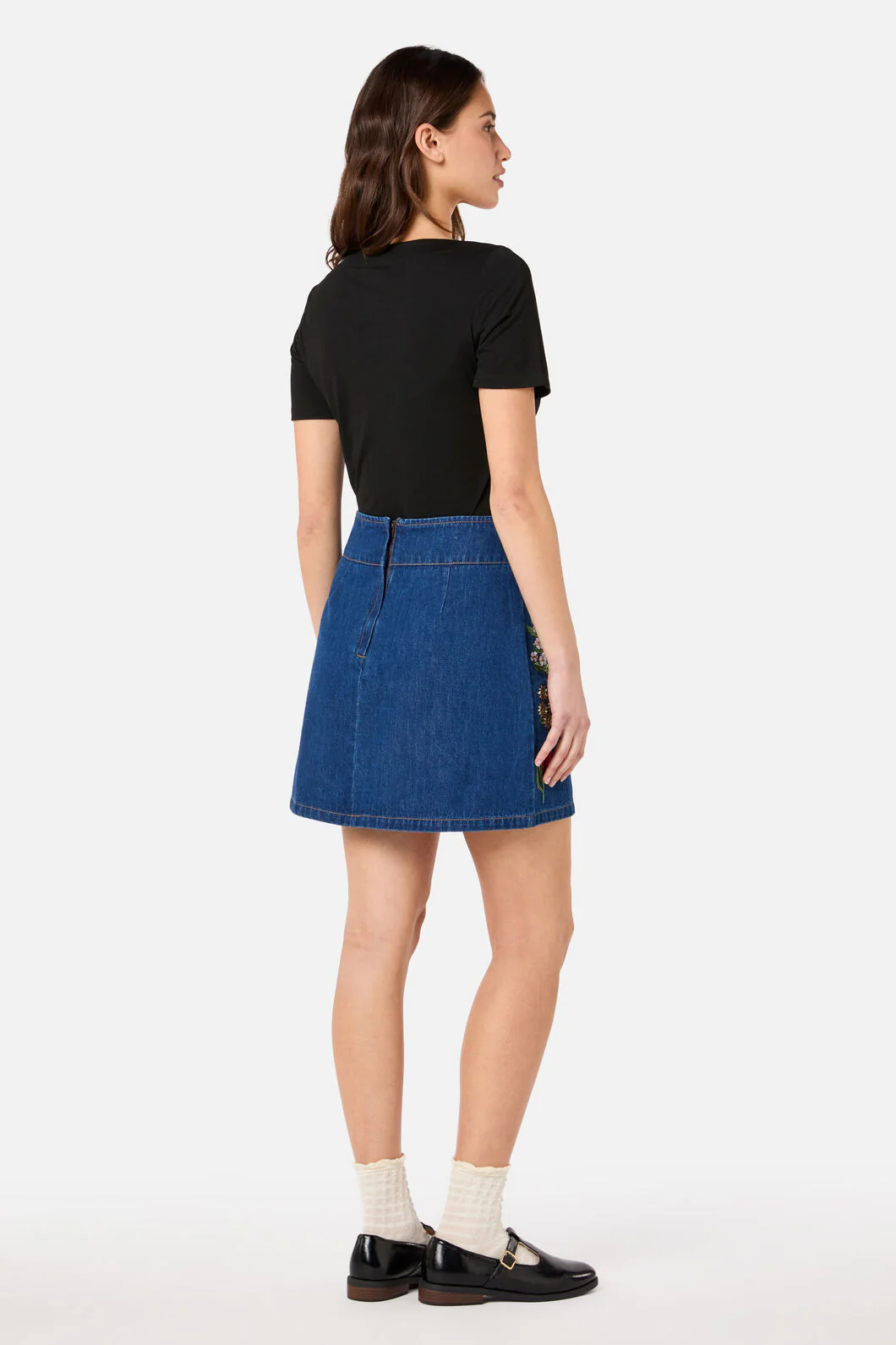 Fleur Embroidered Denim Skirt - Image 8