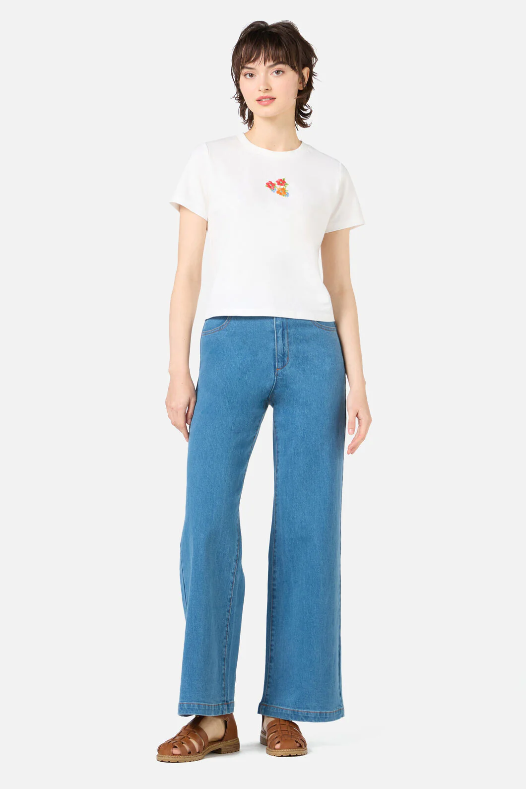 Floral Embroidered Baby Tee - Image 2