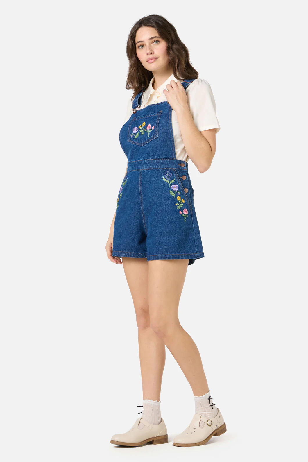 Flower Patch Emb Short Overall - Image 3