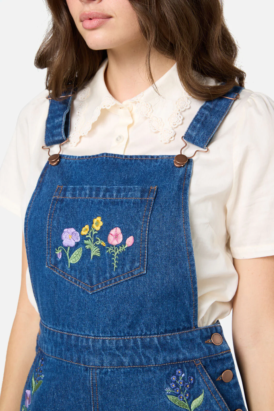 Flower Patch Emb Short Overall - Image 6
