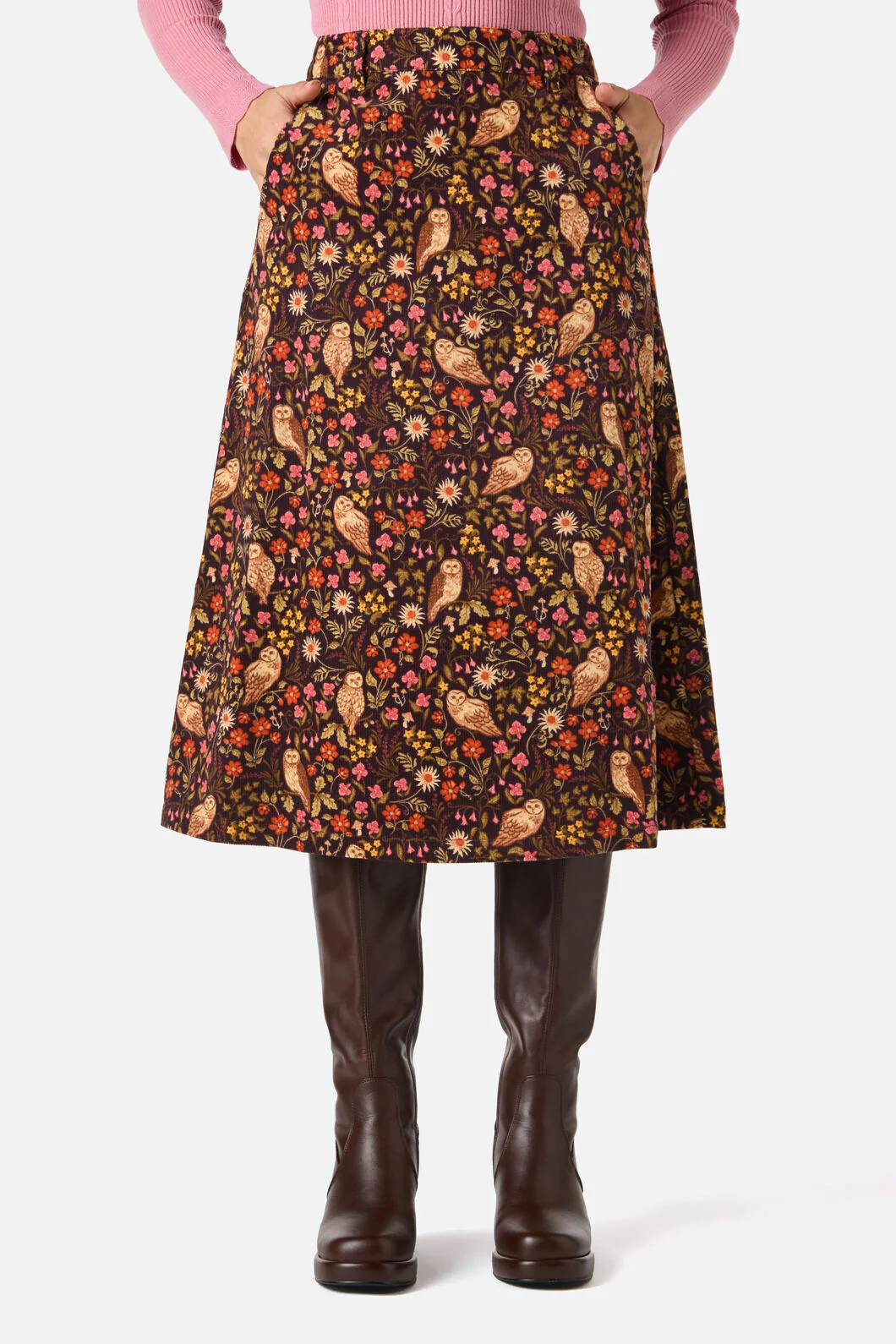Forest Owl Cord Midi Skirt - Image 4