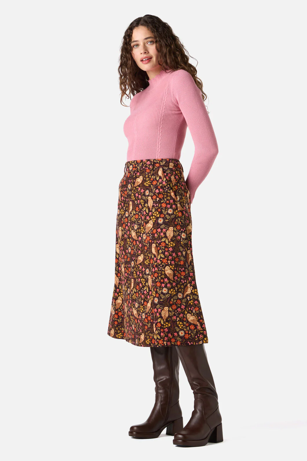 Forest Owl Cord Midi Skirt - Image 5