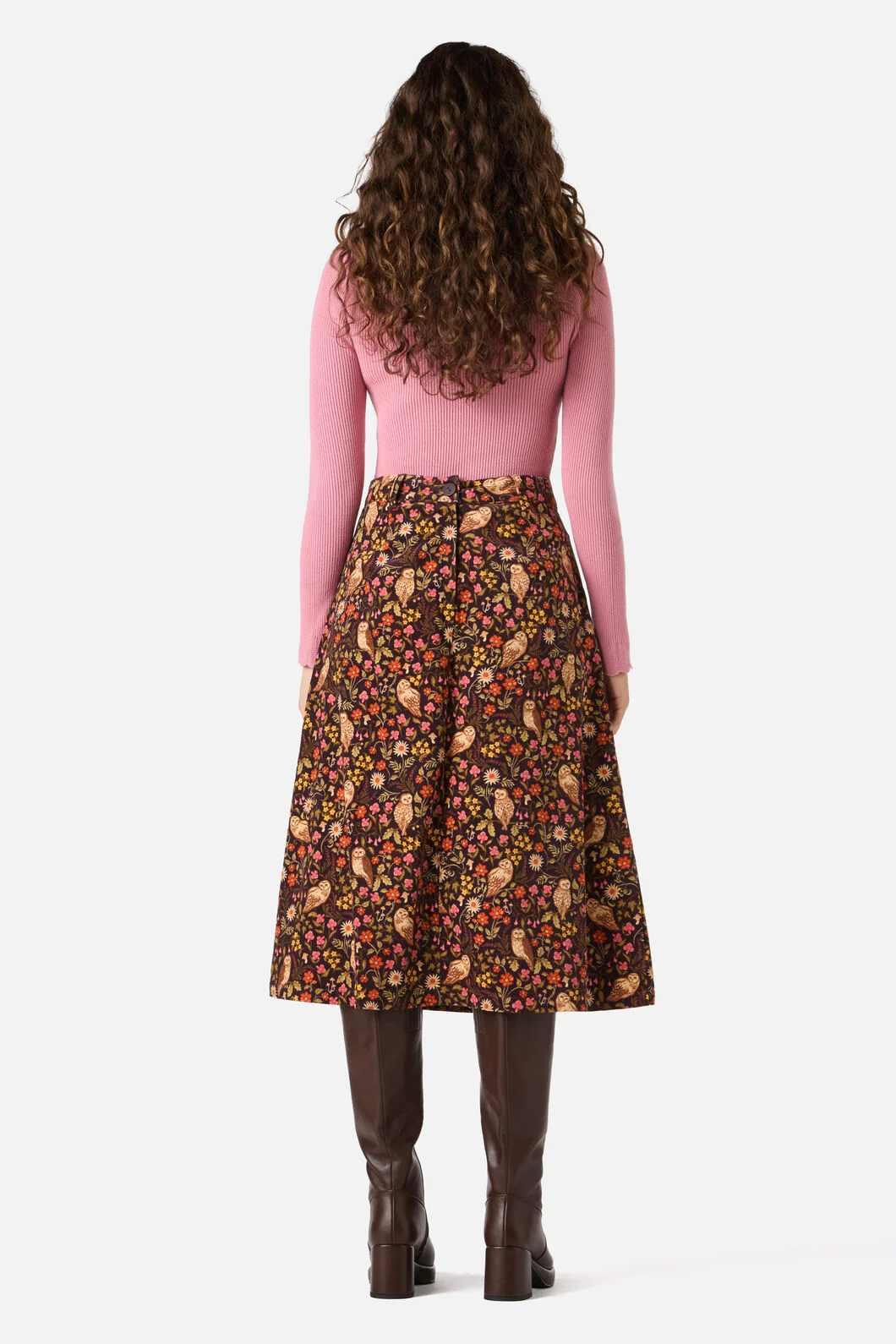 Forest Owl Cord Midi Skirt - Image 6
