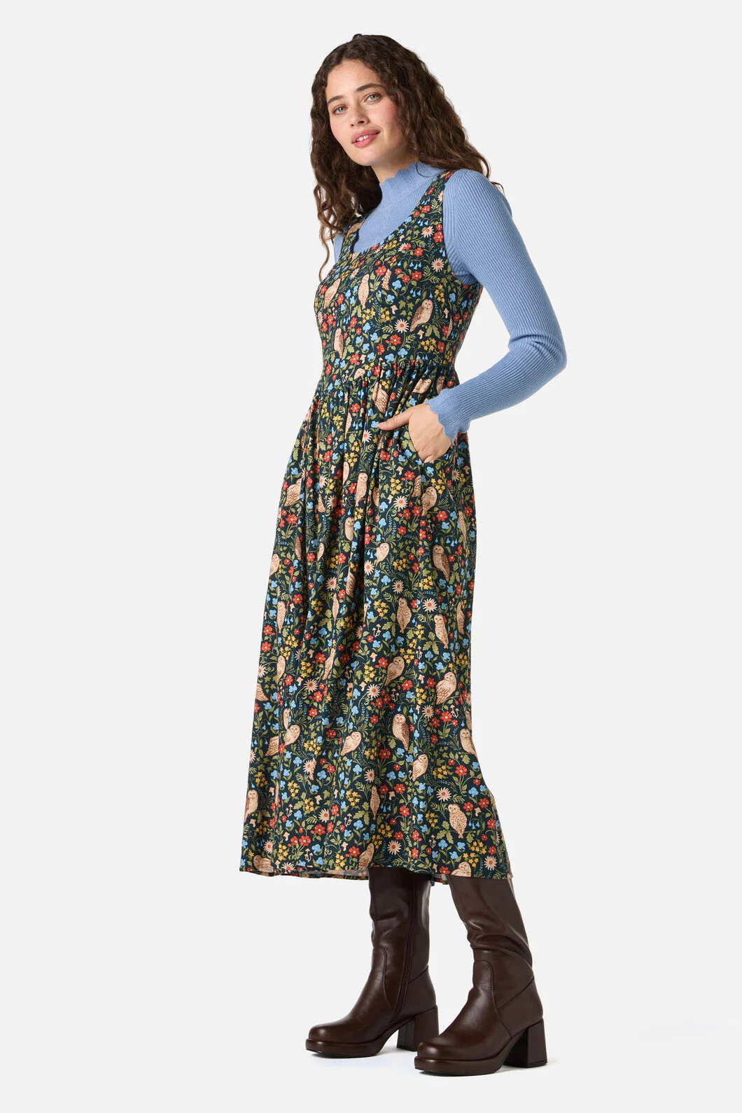 Forest Owl Midi Dress - Image 5