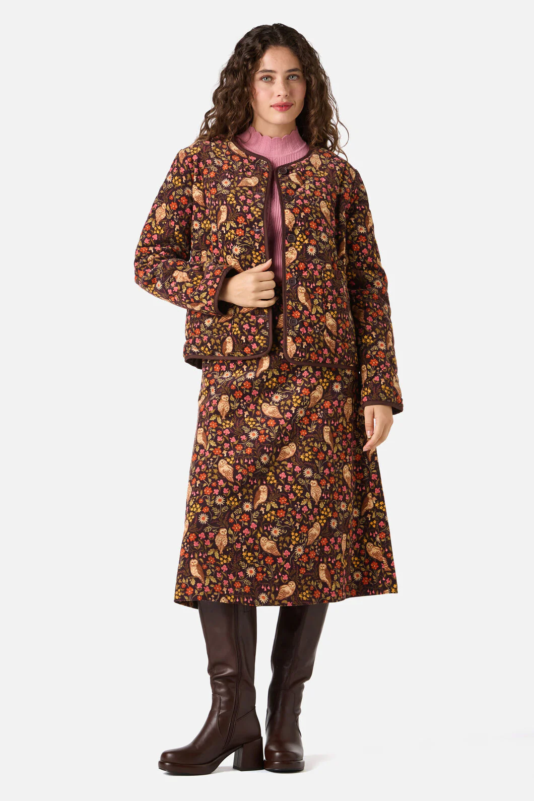 Forest Owl Quilted Cord Jacket - Image 14