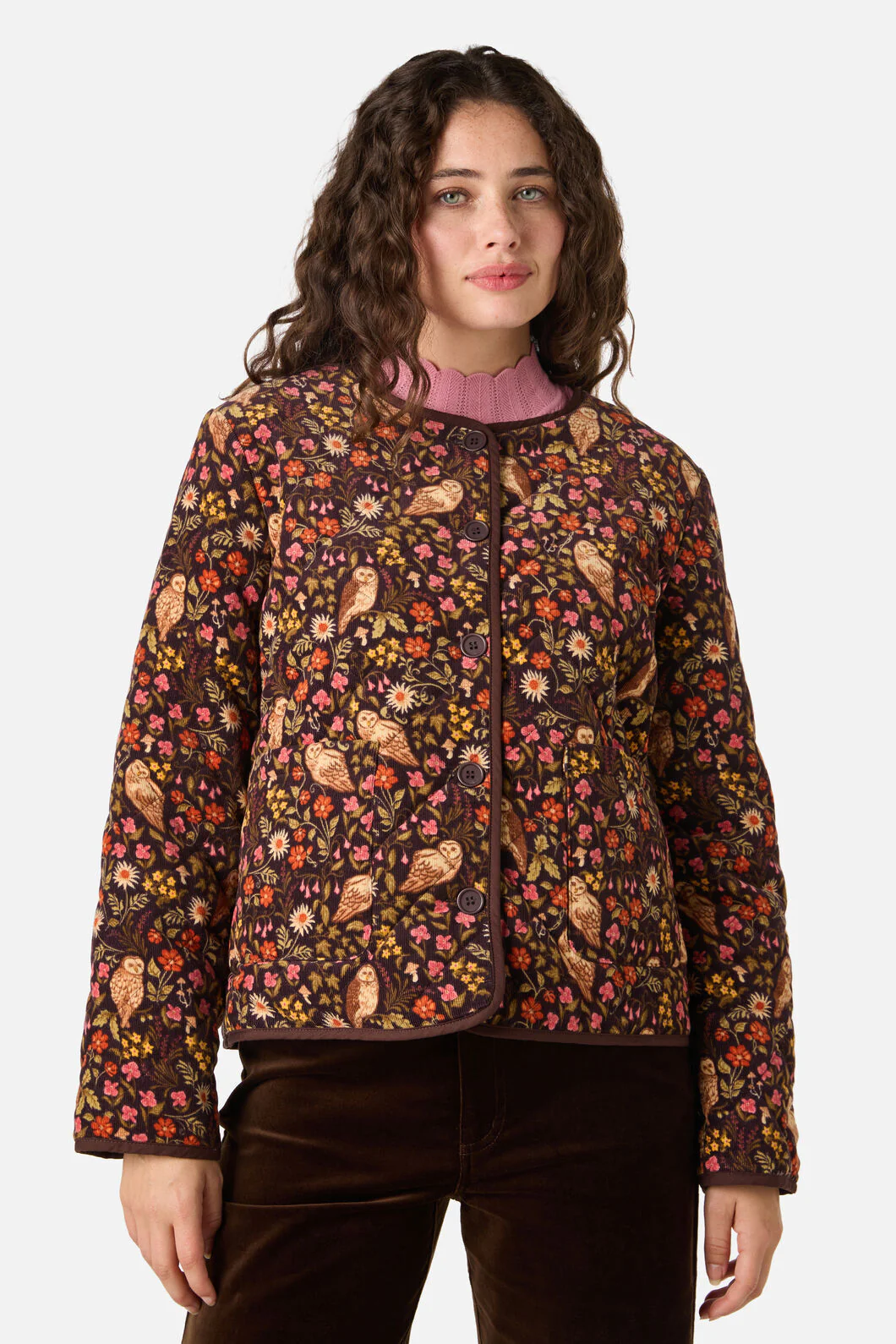 Forest Owl Quilted Cord Jacket - Image 3