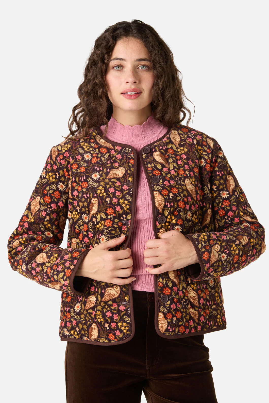 Forest Owl Quilted Cord Jacket - Image 4