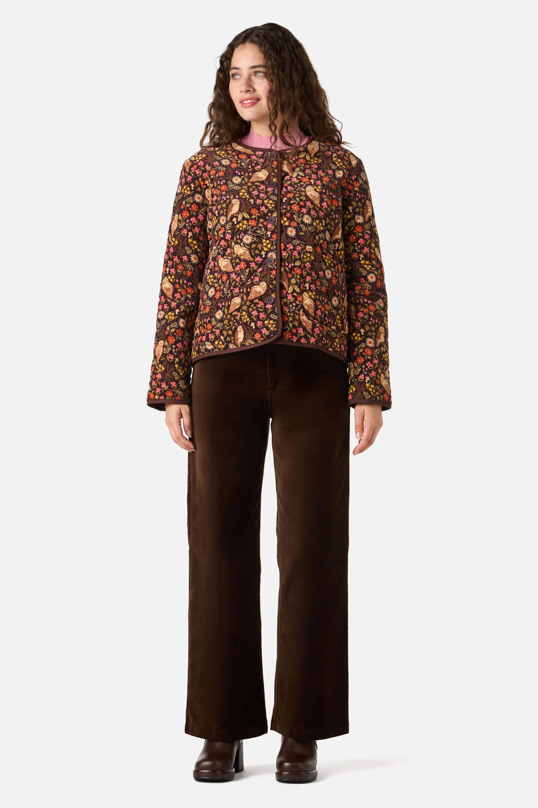 Forest Owl Quilted Cord Jacket - Image 7