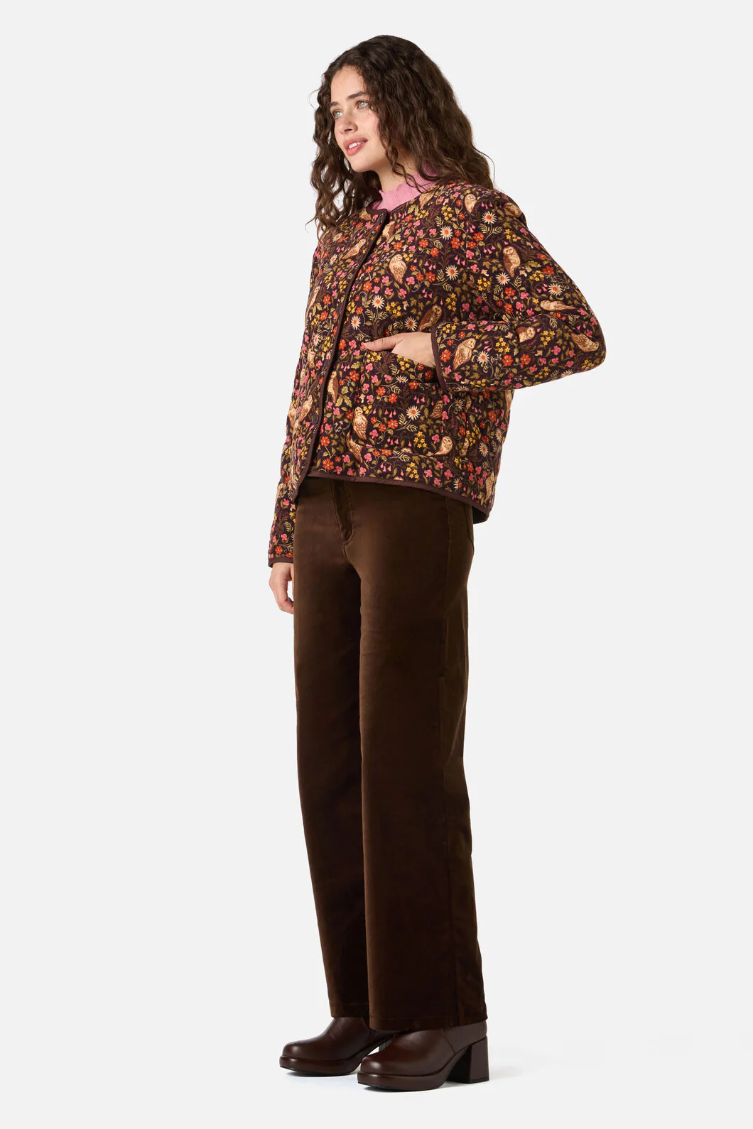 Forest Owl Quilted Cord Jacket - Image 9