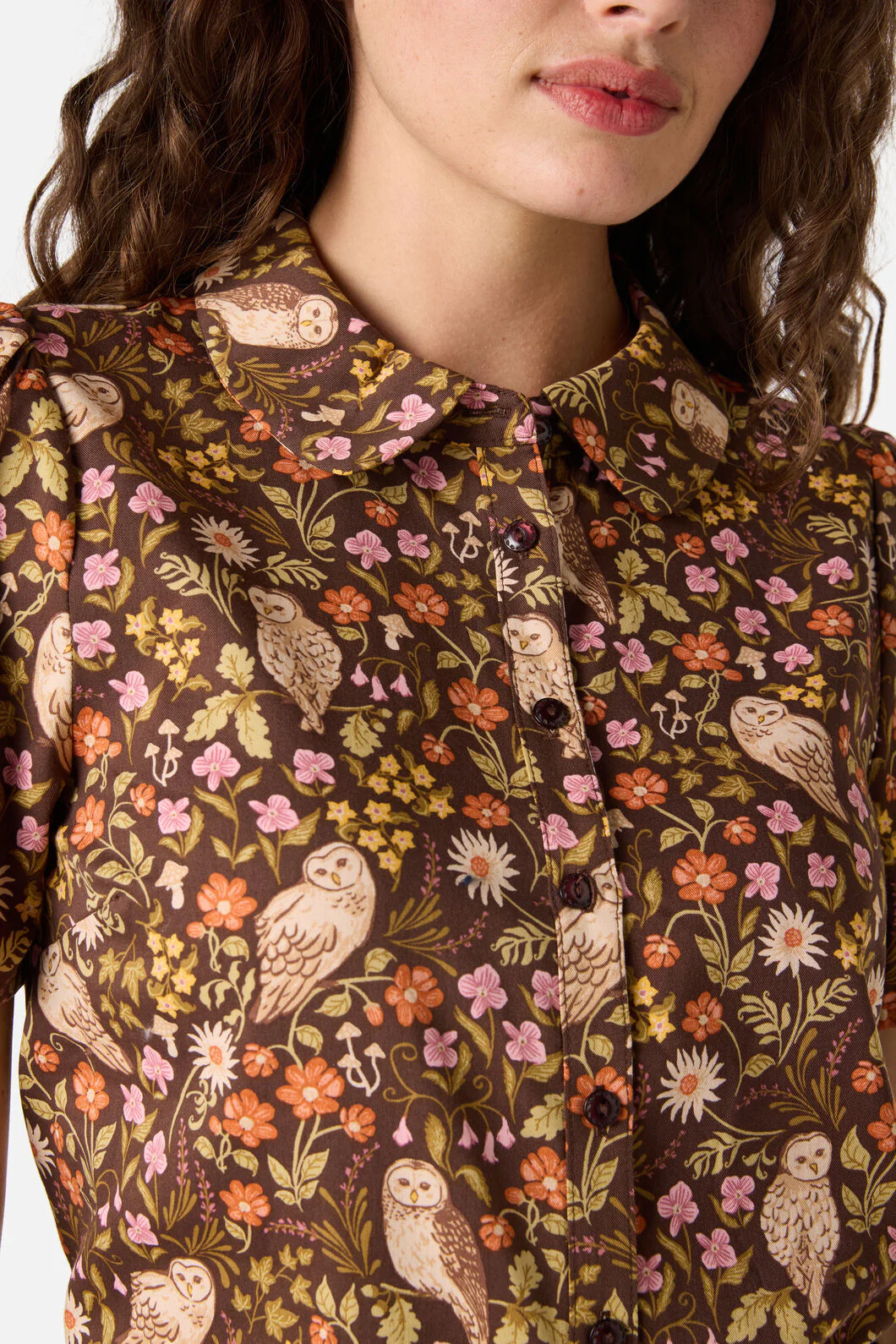 Forest Owl Short Sleeve Blouse - Image 5
