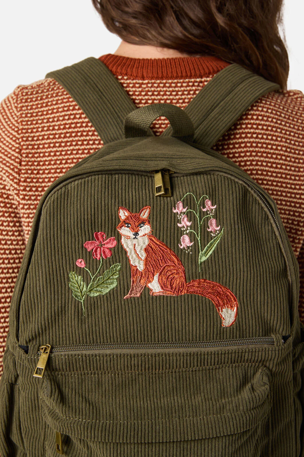 Fox Embroidered Cord Backpack - Image 3