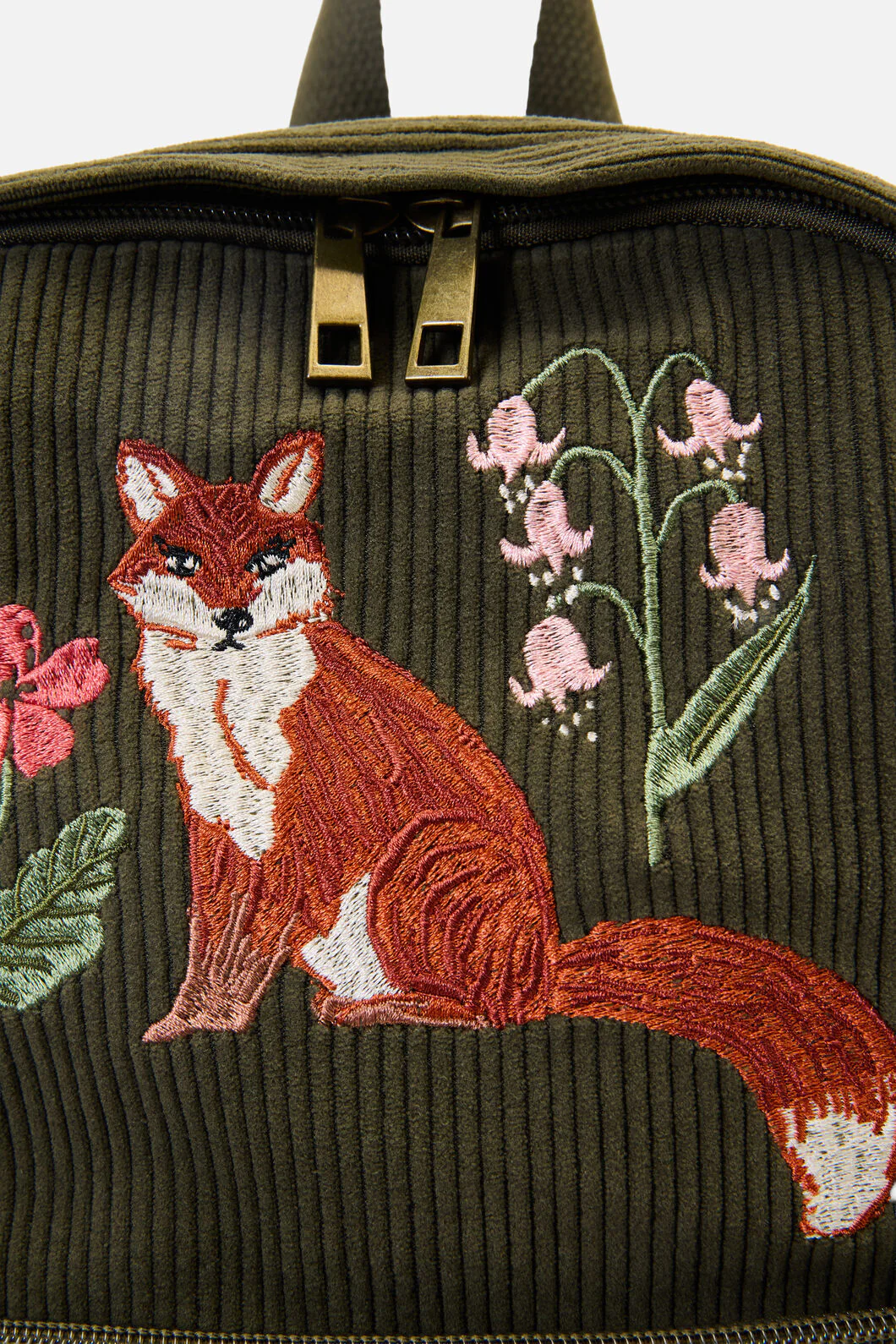 Fox Embroidered Cord Backpack - Image 5