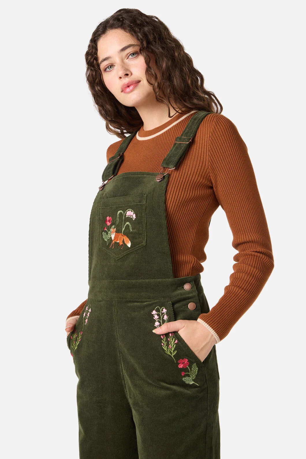 Fox Embroidered Cord Overall - Image 5