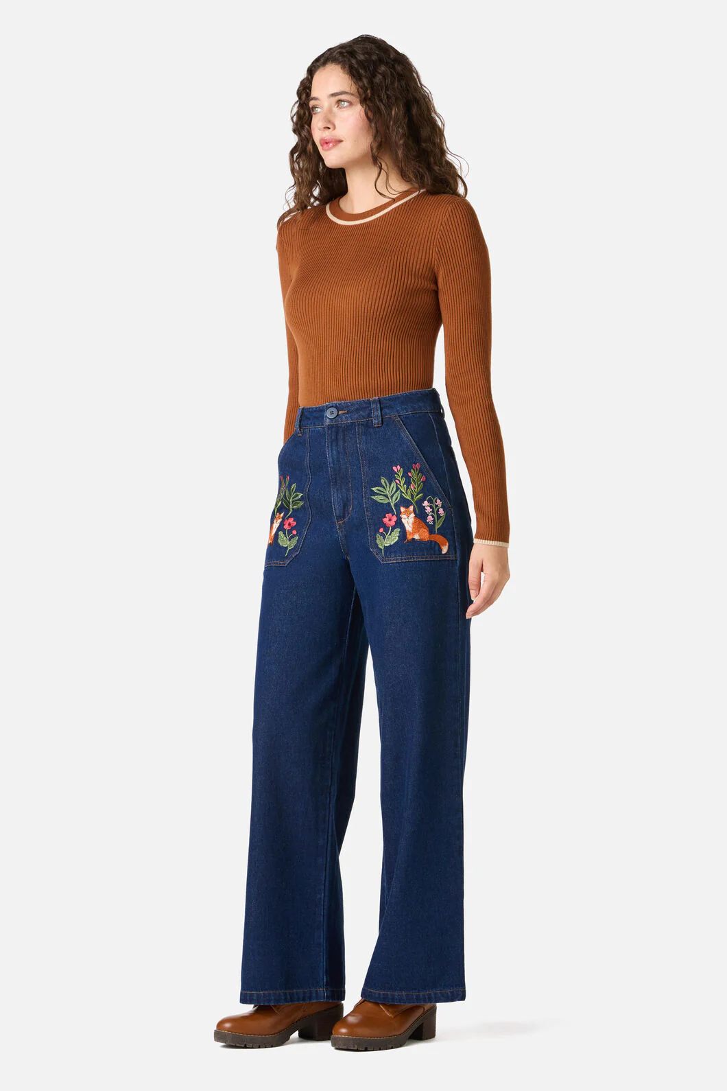 Fox Embroidered Jeans - Image 5