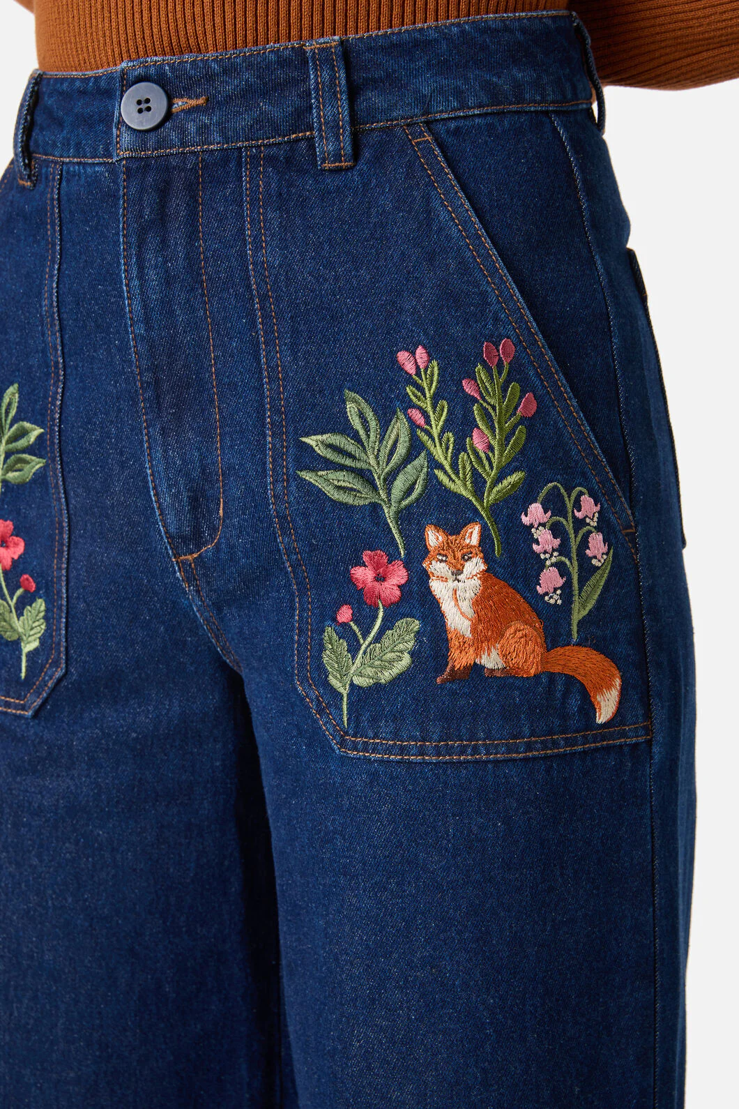 Fox Embroidered Jeans - Image 7
