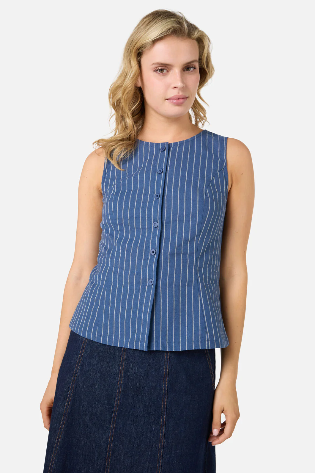 Frankie Pinstripe Vest Top - Image 2