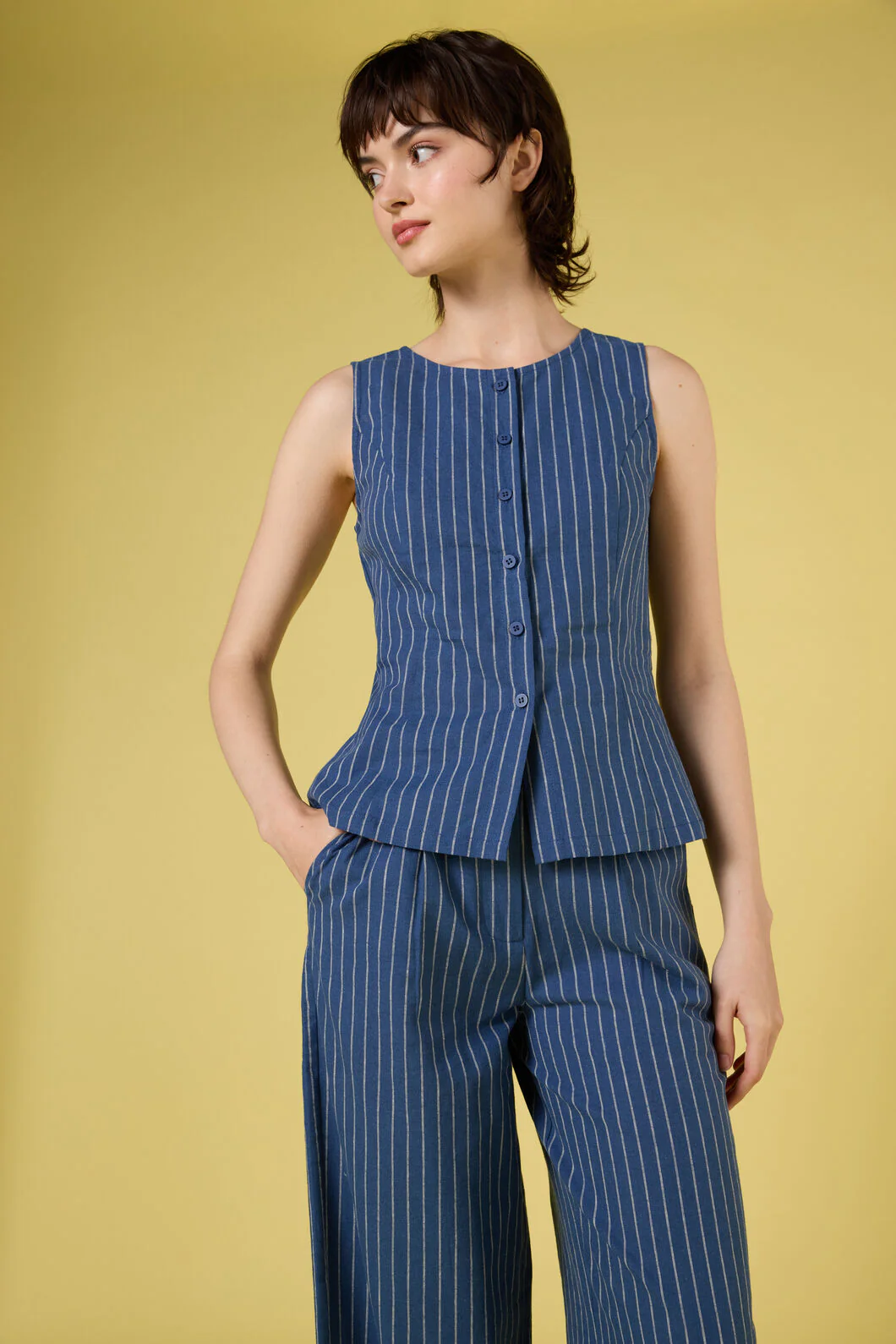 Frankie Pinstripe Vest Top - Image 3