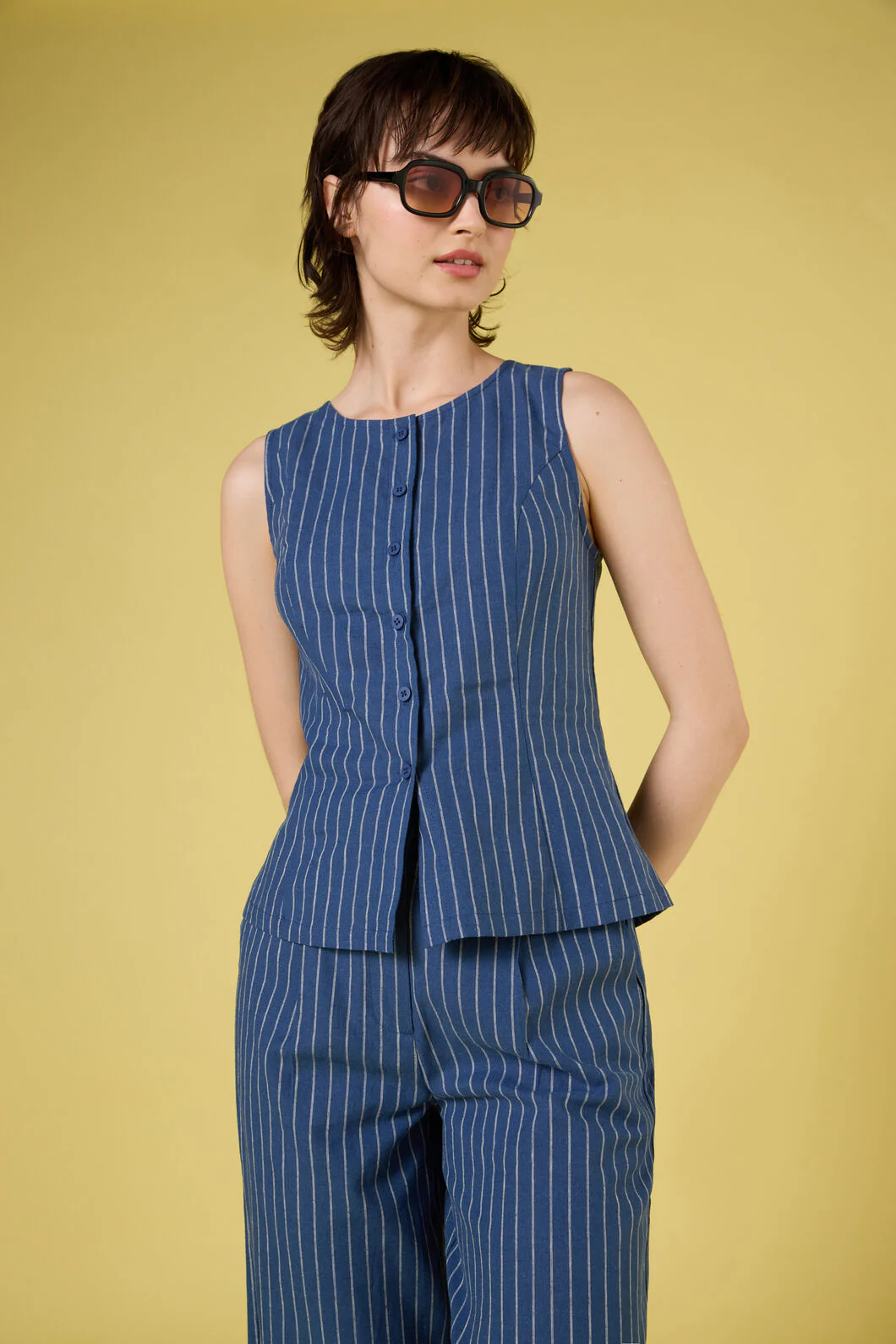 Frankie Pinstripe Vest Top - Image 5