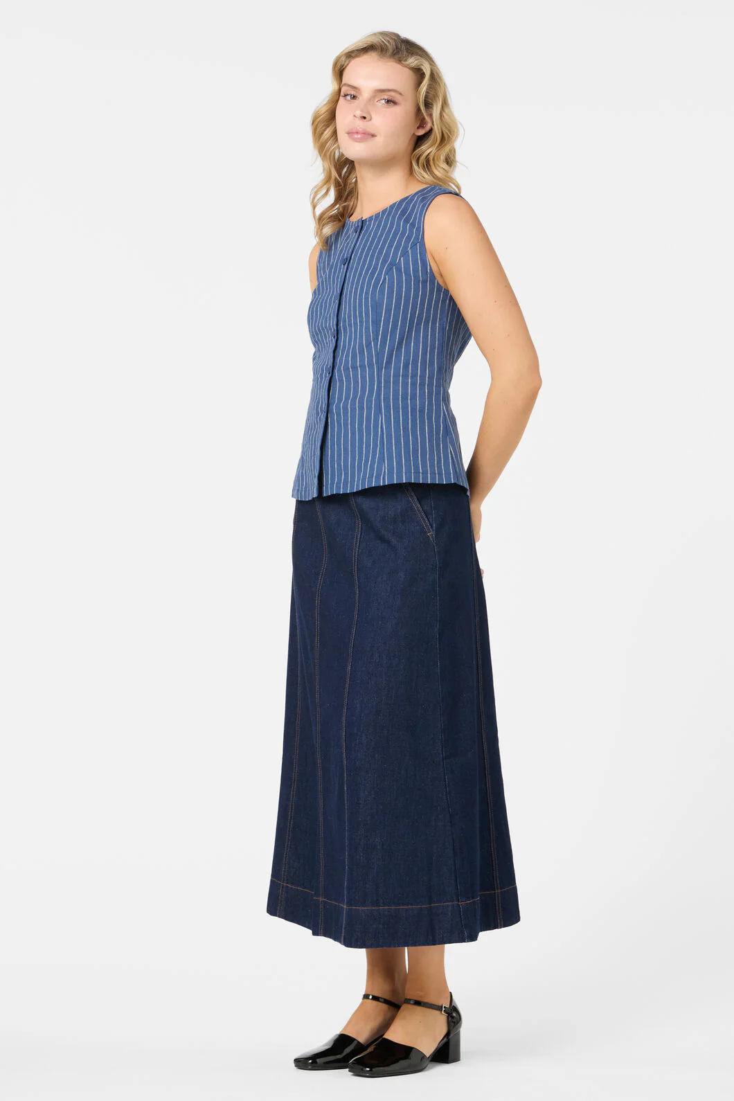 Frankie Pinstripe Vest Top - Image 6