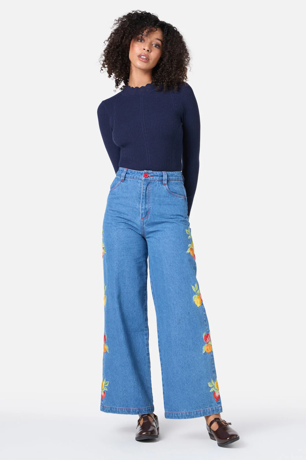 Fruit Embroidered Denim Jean - Image 2