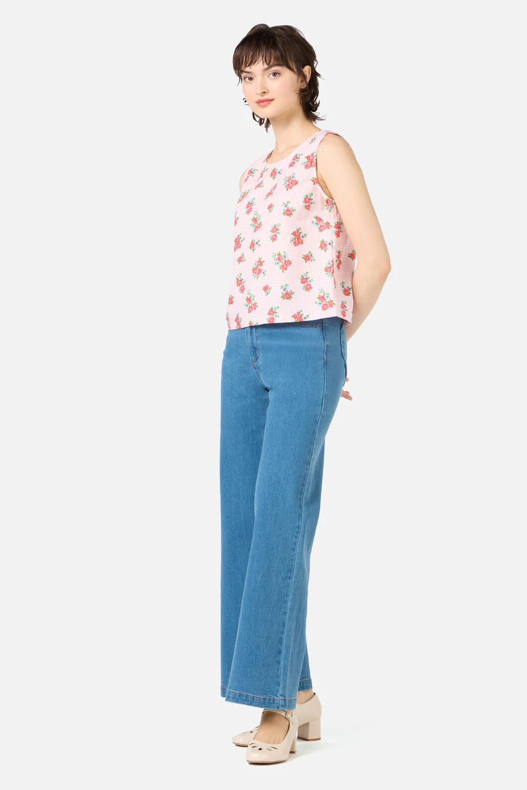 Gingham Floral Shell Top - Image 3