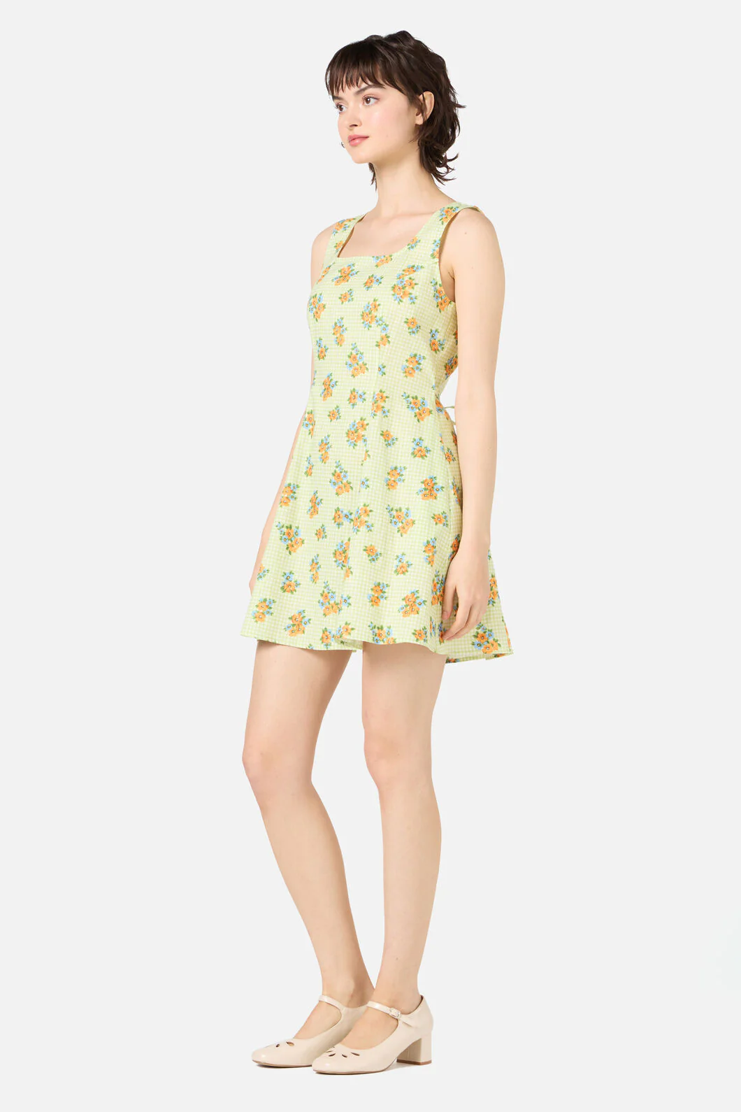 Gingham Floral Shift Dress - Image 6