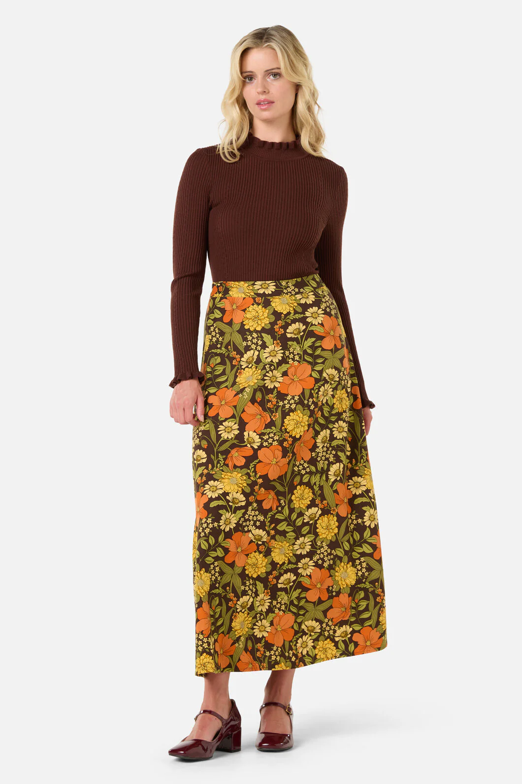 Gloria 70'S Floral Midi Skirt - Image 2