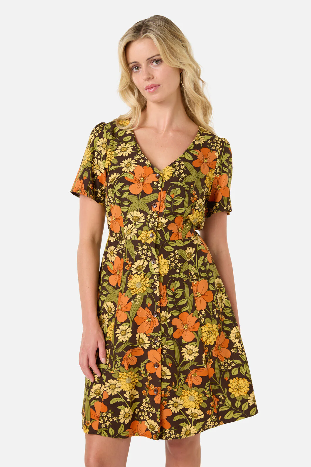 Gloria 70'S Floral Mini Dress