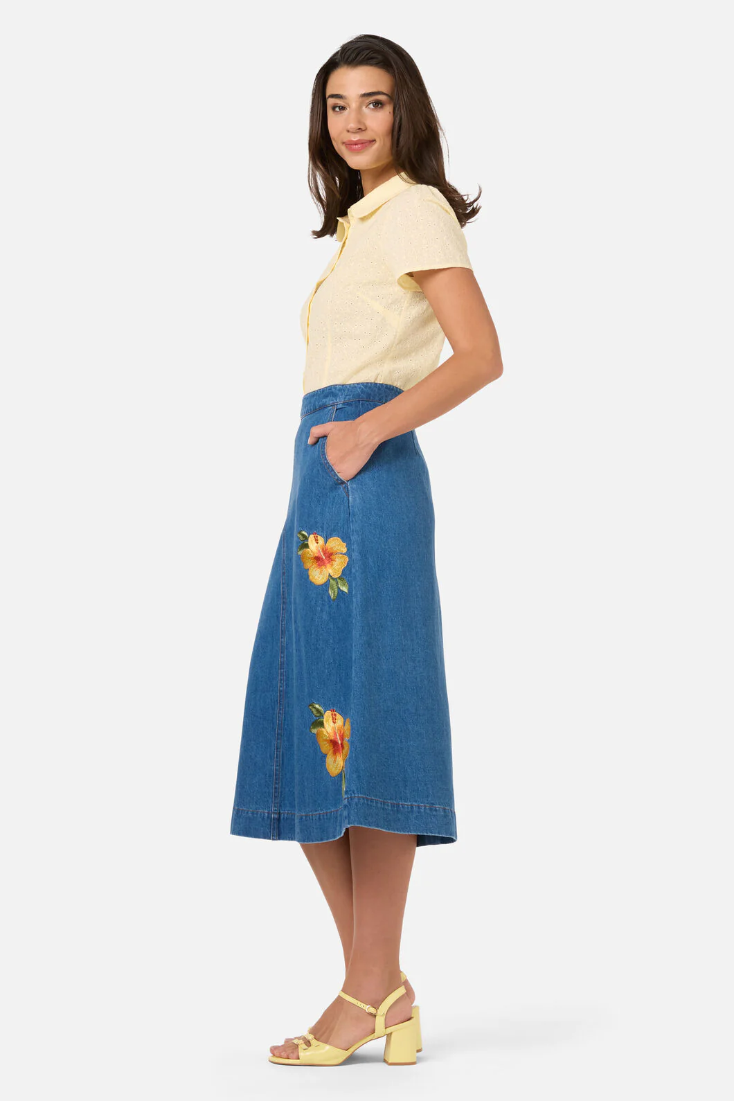 Hibiscus Emb Denim Skirt - Image 3