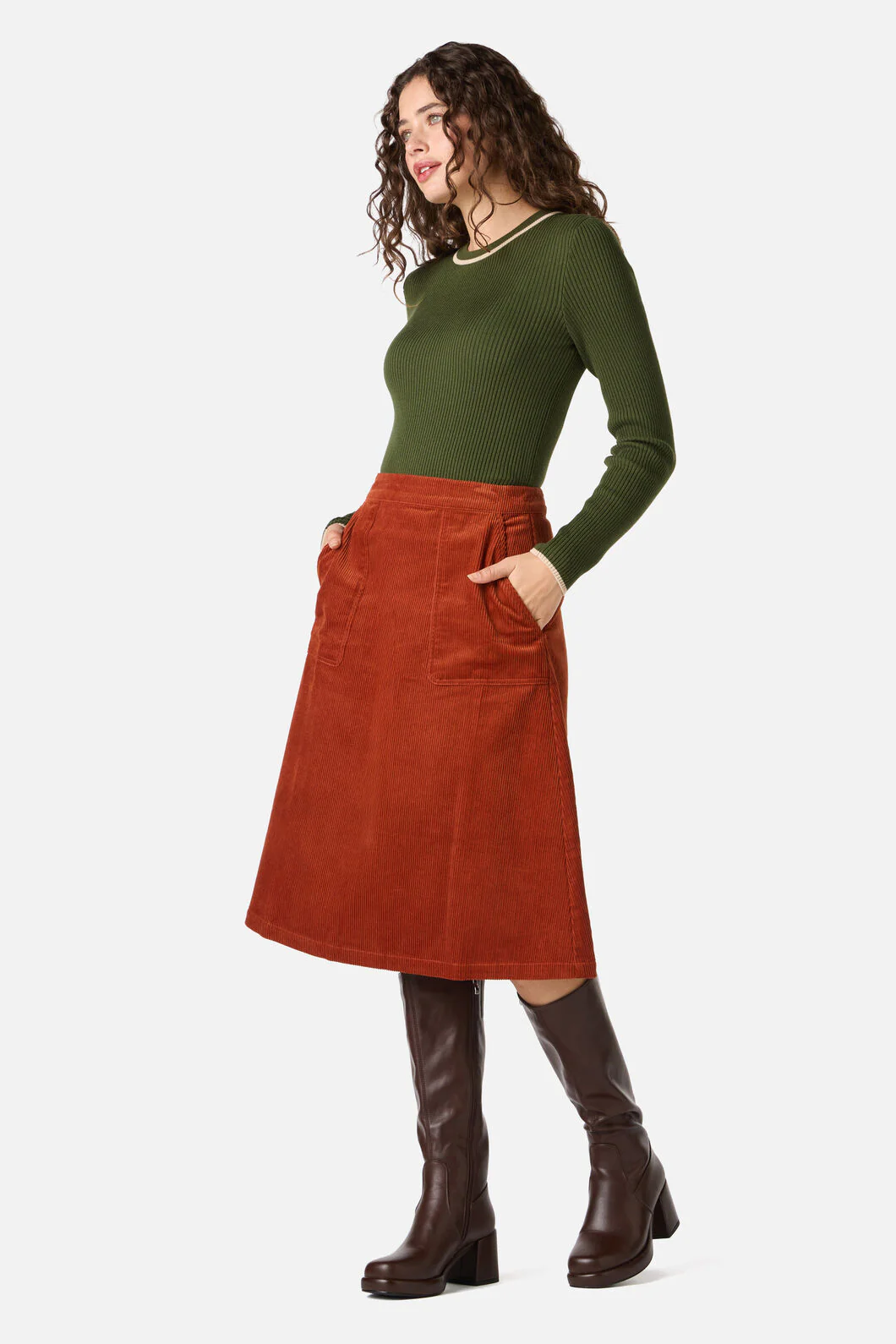 Jamie Cord Midi Skirt - Image 10