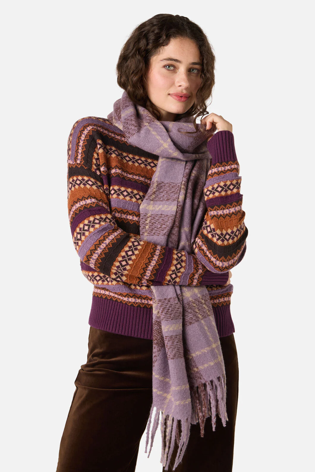 Lilac Check Scarf - Image 2