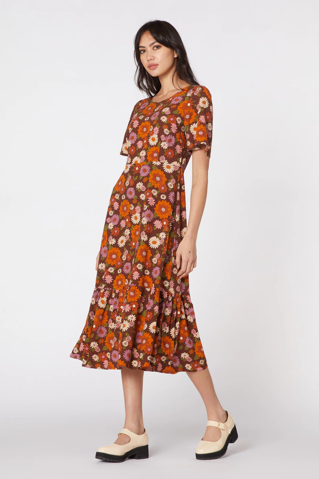 Lindy 70S Floral Midi Dress - Image 3