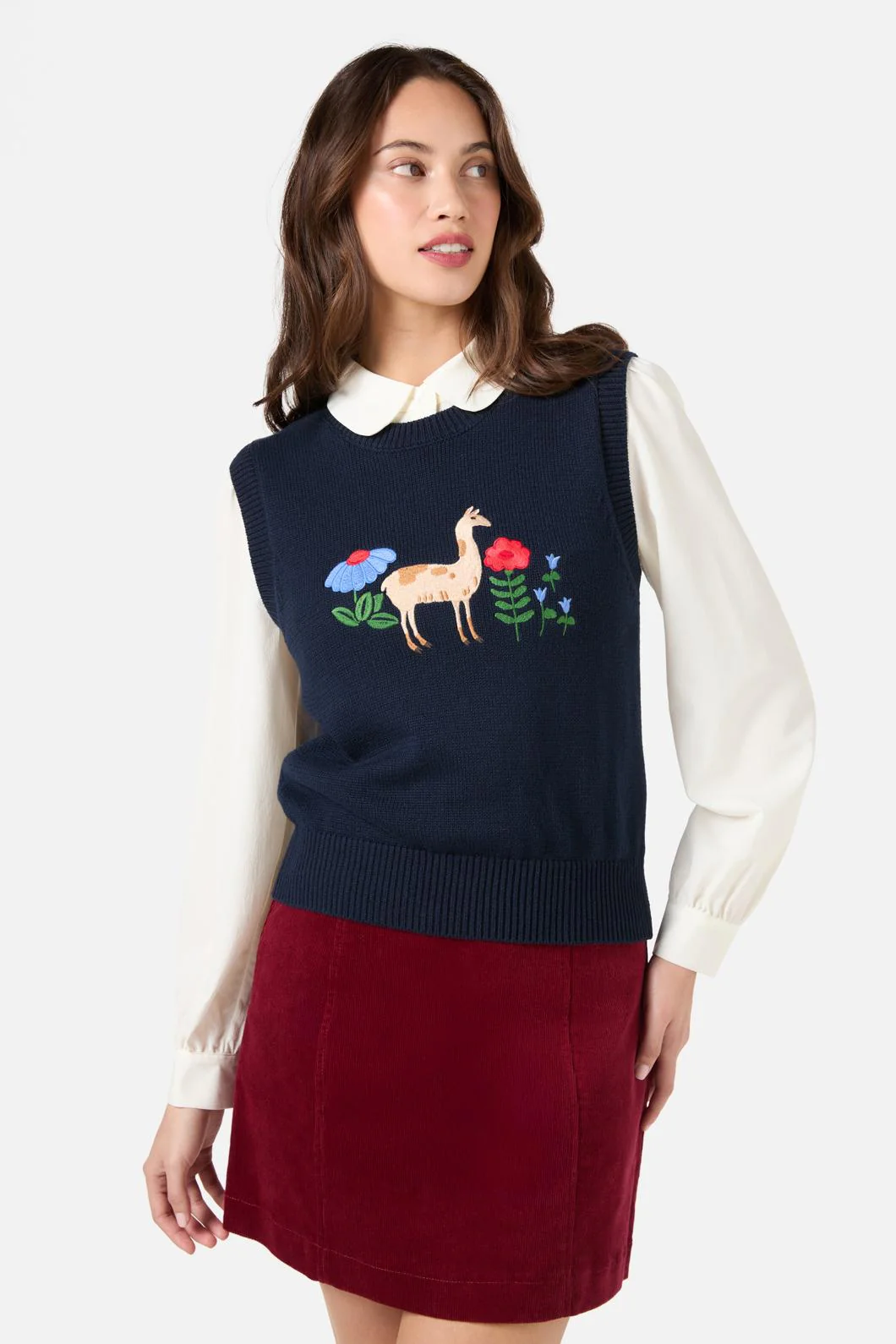 Llama Embroidered Knit Vest - Image 2